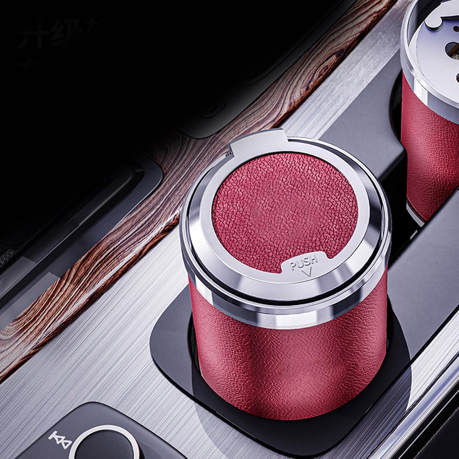Metal Car Ashtray With Adjustable LED Light & Odor-Proof Locking Lid Compact Storage For Modern Multipurpose Car Organizer With Built In LED Light