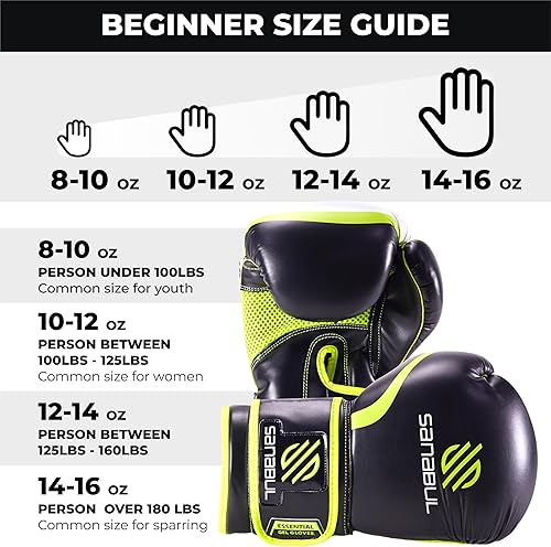 Miniatura 7 de Sanabul Essential - Guantes con gel probados para hombre y mujer, ideales para boxeo, kickboxing, artes marciales mixtas, Muay Thai y entrenamiento