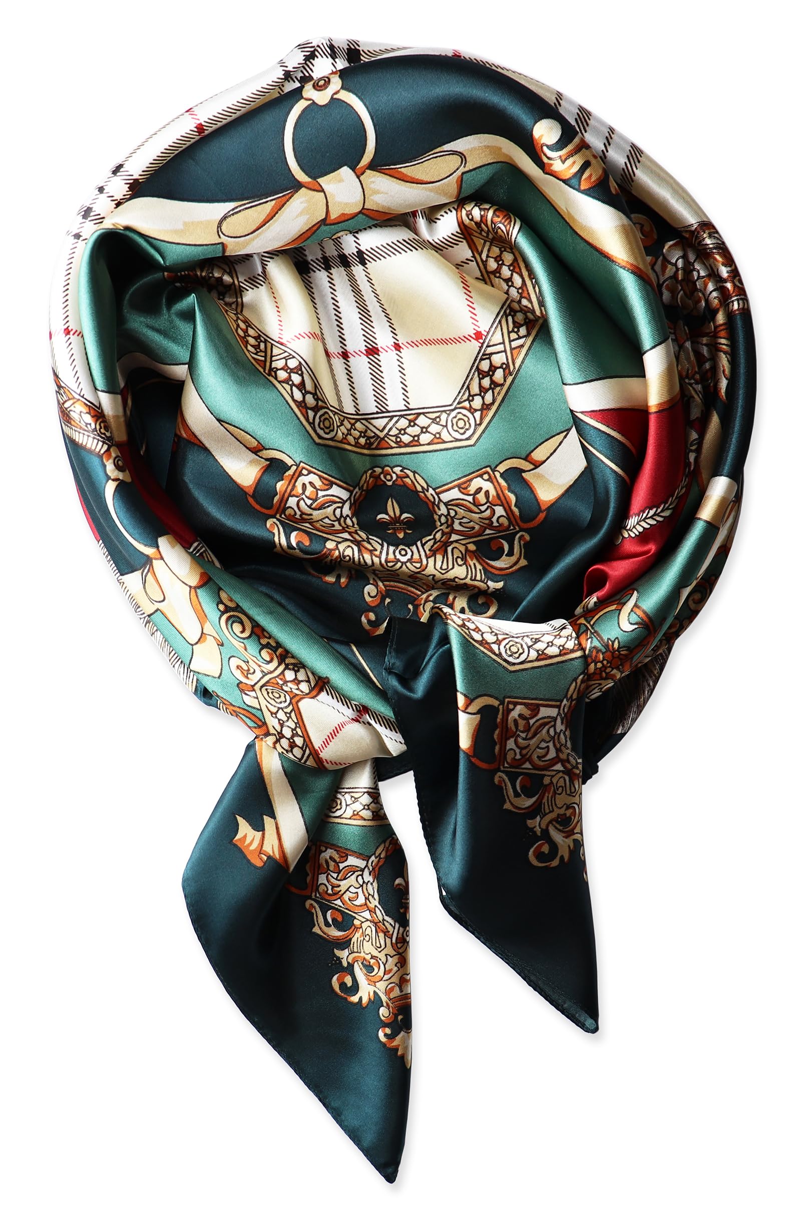 vabovin Women's 35" Satin Square Silk Like Hair Scarves and Wraps Headscarf for Sleeping (Green)
