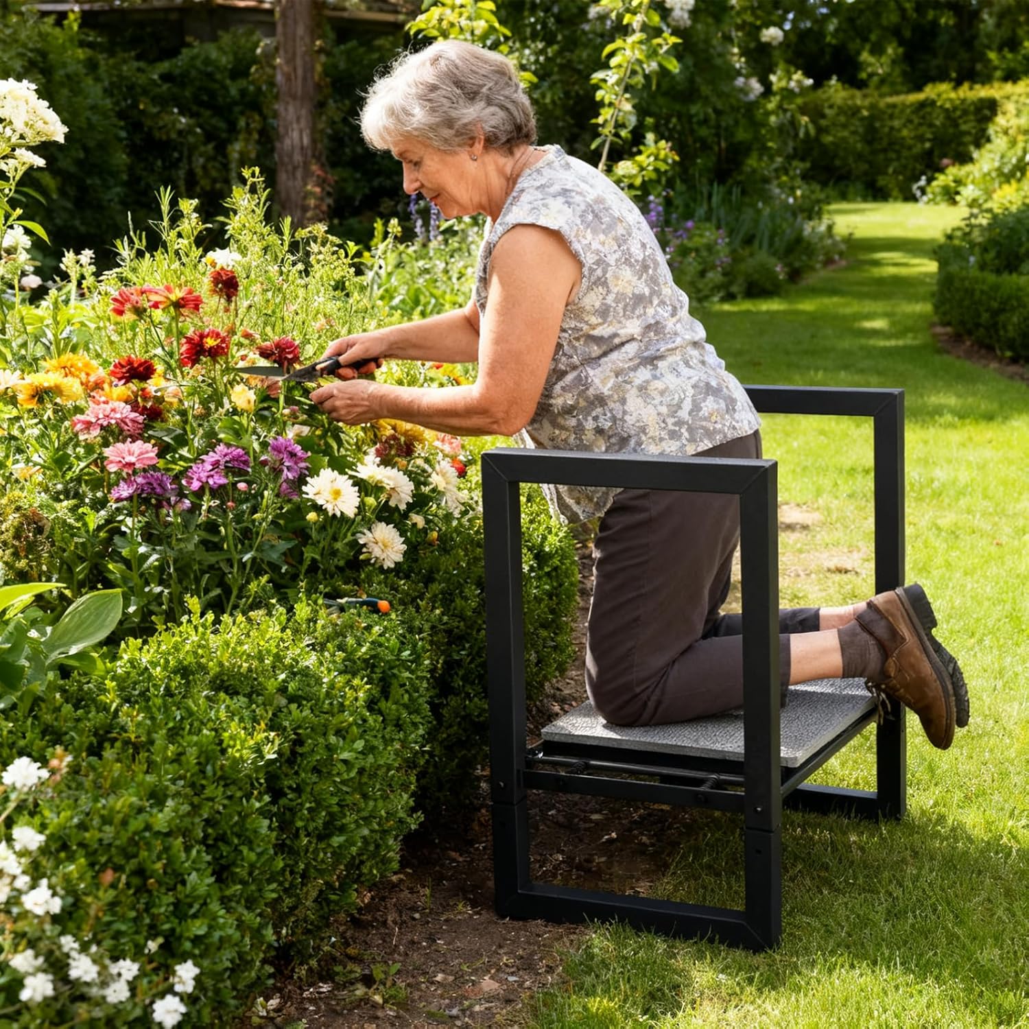 Garden Kneeler and Seat Heavy Duty 500lbs, Anti-Tip Gardening Stools with 10.5” Widen Kneeling Pad for Seniors Gardeners, 2 in 1 Garden Bench for Kneeling and Sitting