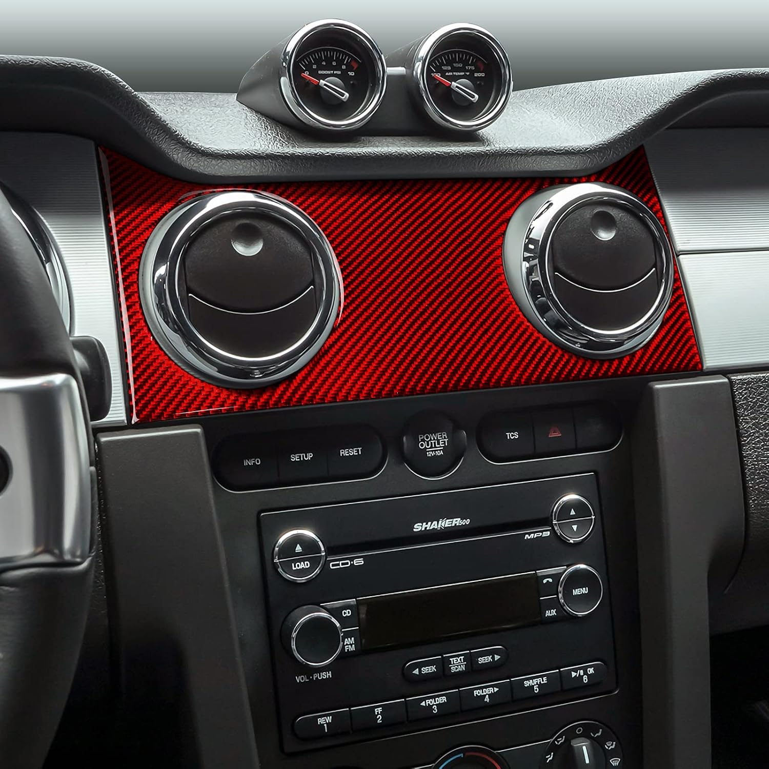 Car Center Air Outlet Vents Sticker Carbon Fiber Decal for Ford Mustang GT Shelby 2005 2006 2007 2008 2009 Accessories