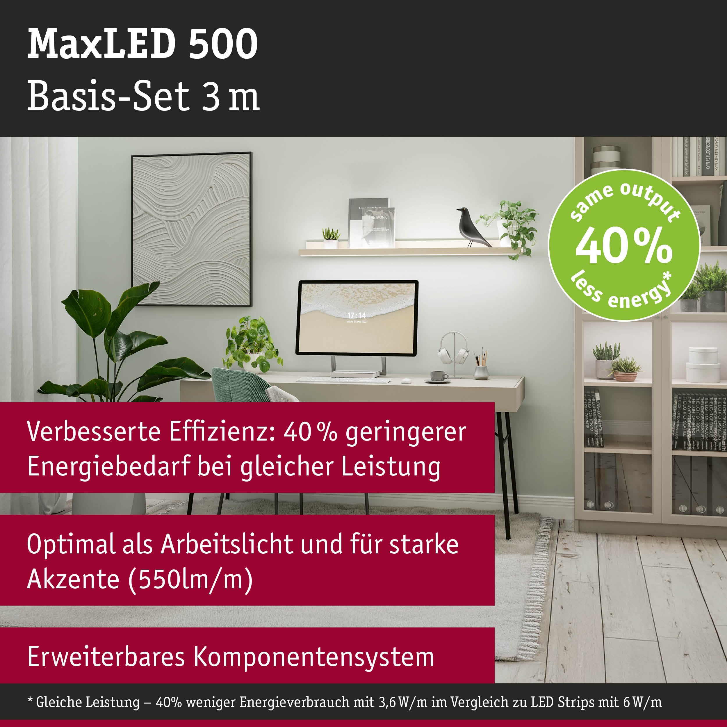 Paulmann MaxLED 500 LED Strip Basisset 3m Neutralweiß 11W 550lm/m 4000K 30VA 71237