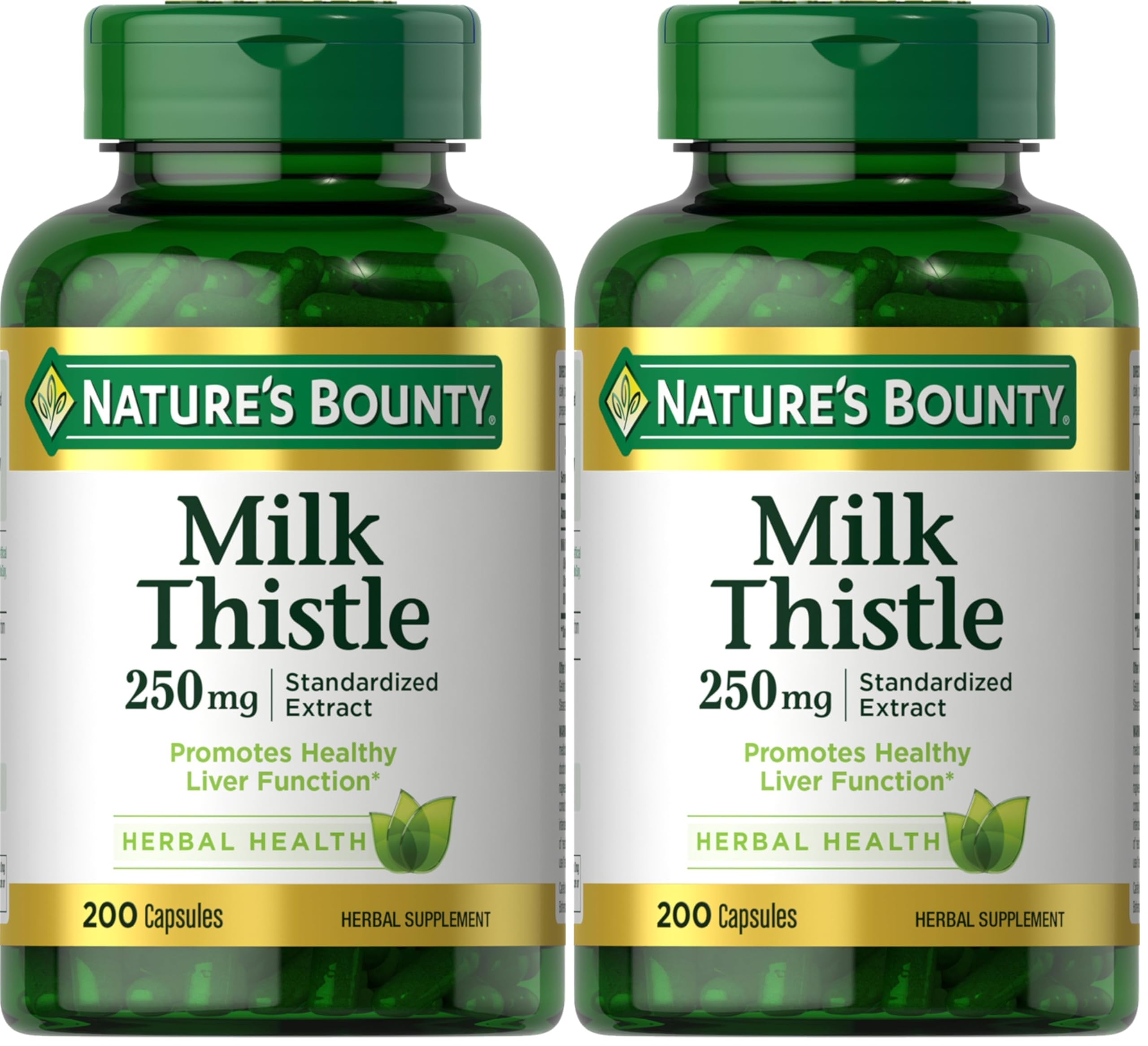 Nature's Bounty Milk Thistle Capsules, Traditionally Used for Liver Health, Herbal Supplement, 250 mg per Serving, 200 Count (Pack of 2) None Applicable 200 Count (Pack of 2)