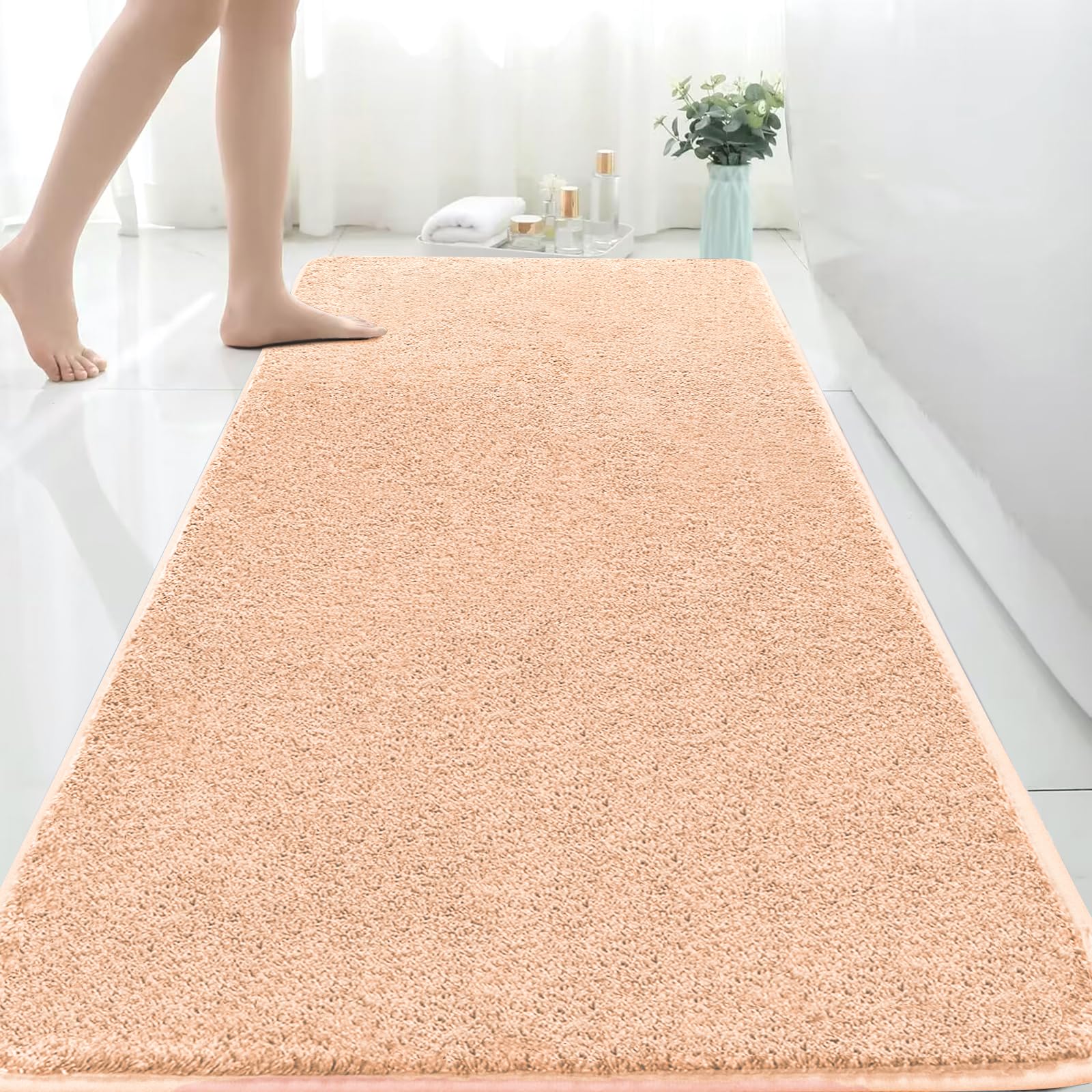 Rururug Extra Large Bath Mat 150x60 cm Microfiber Bath Mats for Bathroom Absorbent Bathroom Rug Non-slip Anti Mould Bathroom Mat