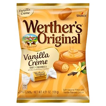 Werthers Vanilla Creme Soft Caramels - 4.51 oz Bag Pack of 4