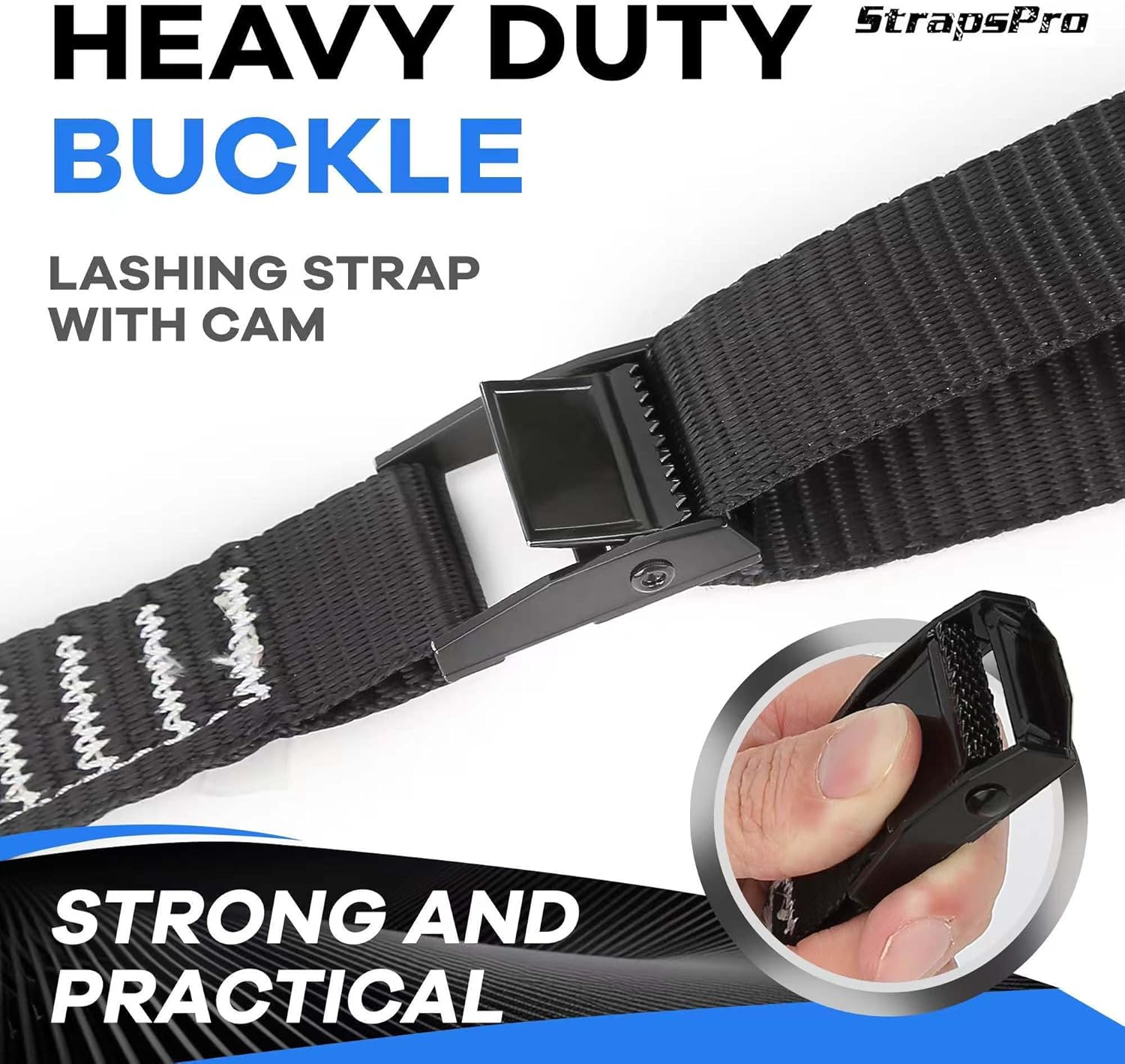 Lashing Straps, 12ft x 1 Inch Wide Cinch Strap with Buckles Adjustable Cam Straps, 1763lbs Heavy Duty Quick Pull Release Utility Nylon Black Cargo Tie Down Straps for Kayak Trucks Trailer Box, 12 Pack - Image 3