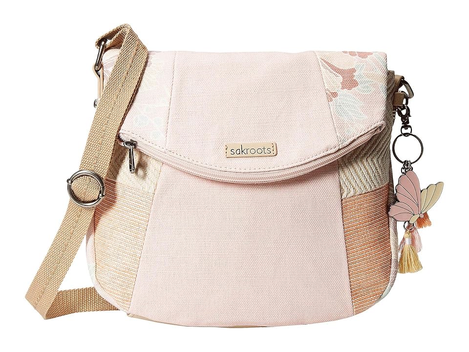 

Sakroots Artist Circle Foldover Crossbody (Petal Pink Flower Blossom) Cross Body Handbags, Multi