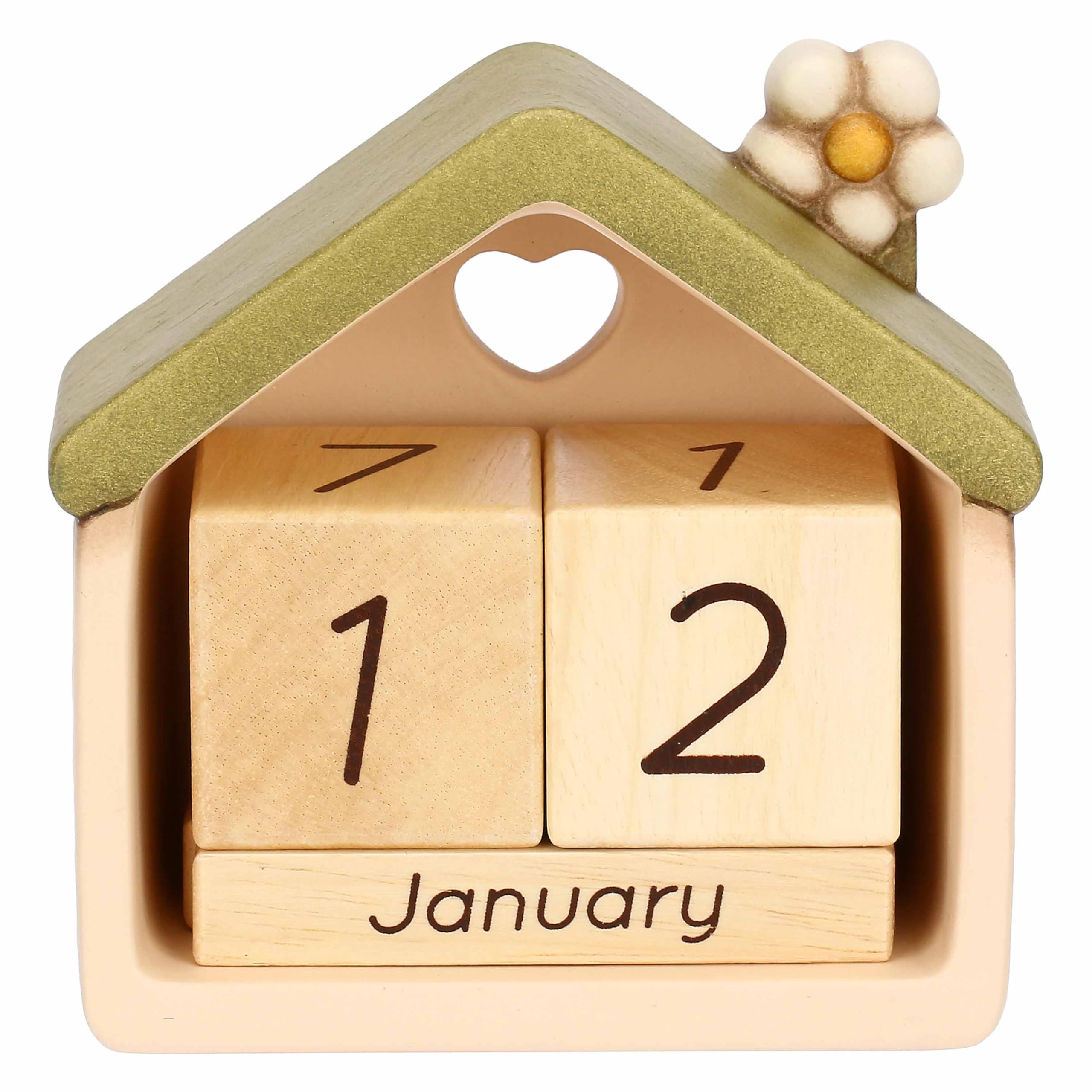 THUN - Table Calendar - Ceramic - Country Bloom Collection - 11.8 x 6 x 11.5 cm