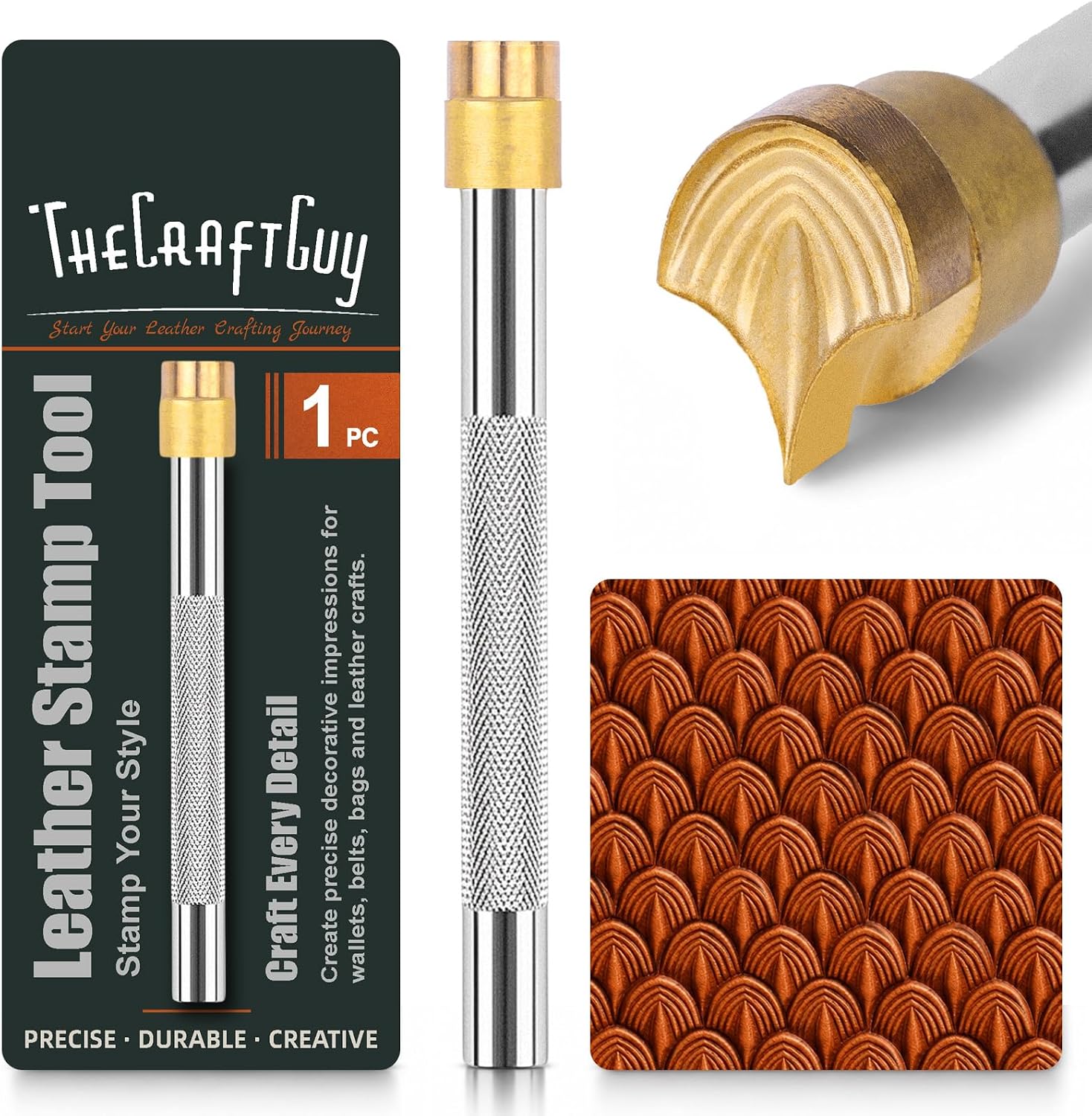 TheCraftGuy 3D Scale Leather Stamping Tools Solid Brass Craft Leather Stamp