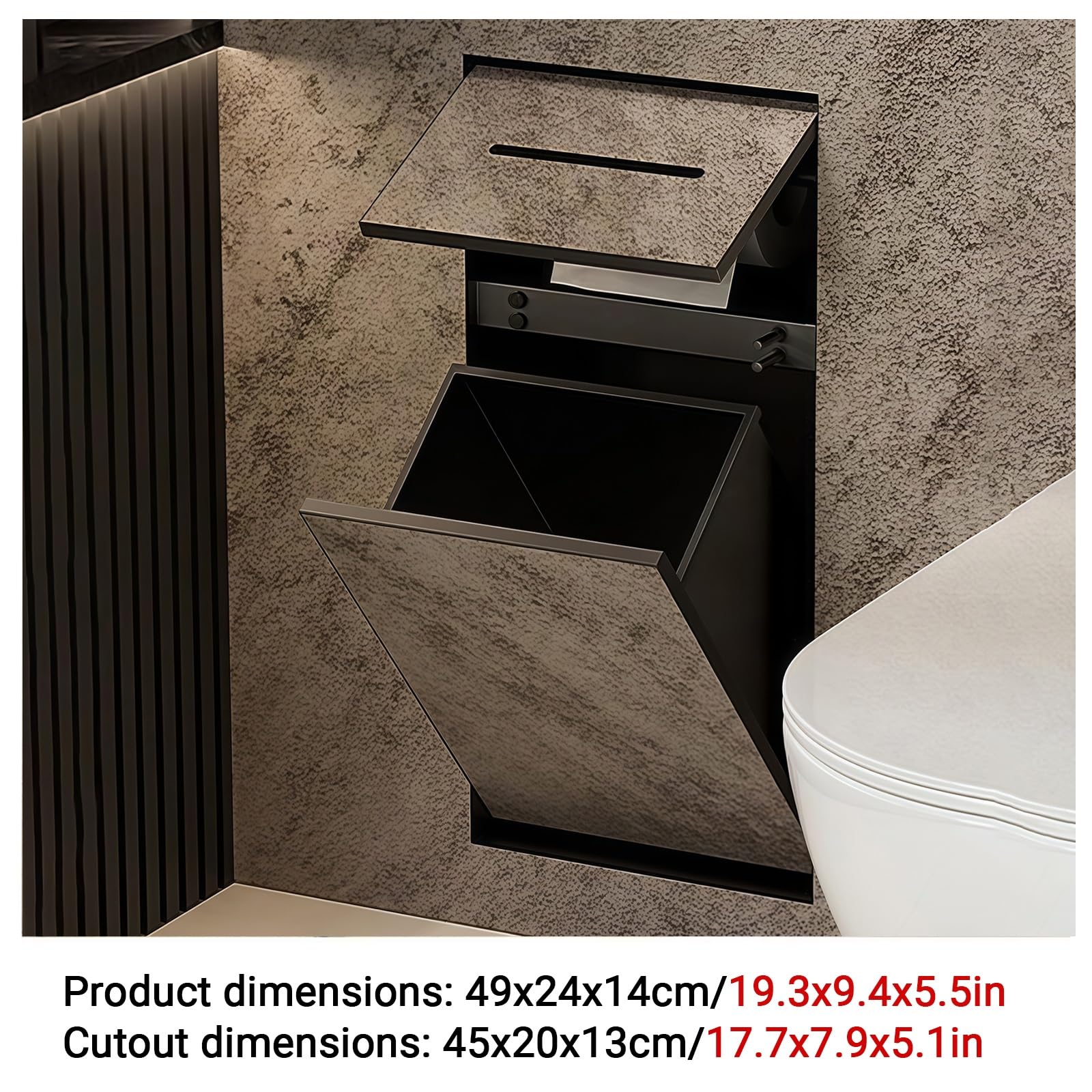 Pattumiera da incasso a parete, impermeabile, per bagno, cucina, lavanderia, salvaspazio, discreta