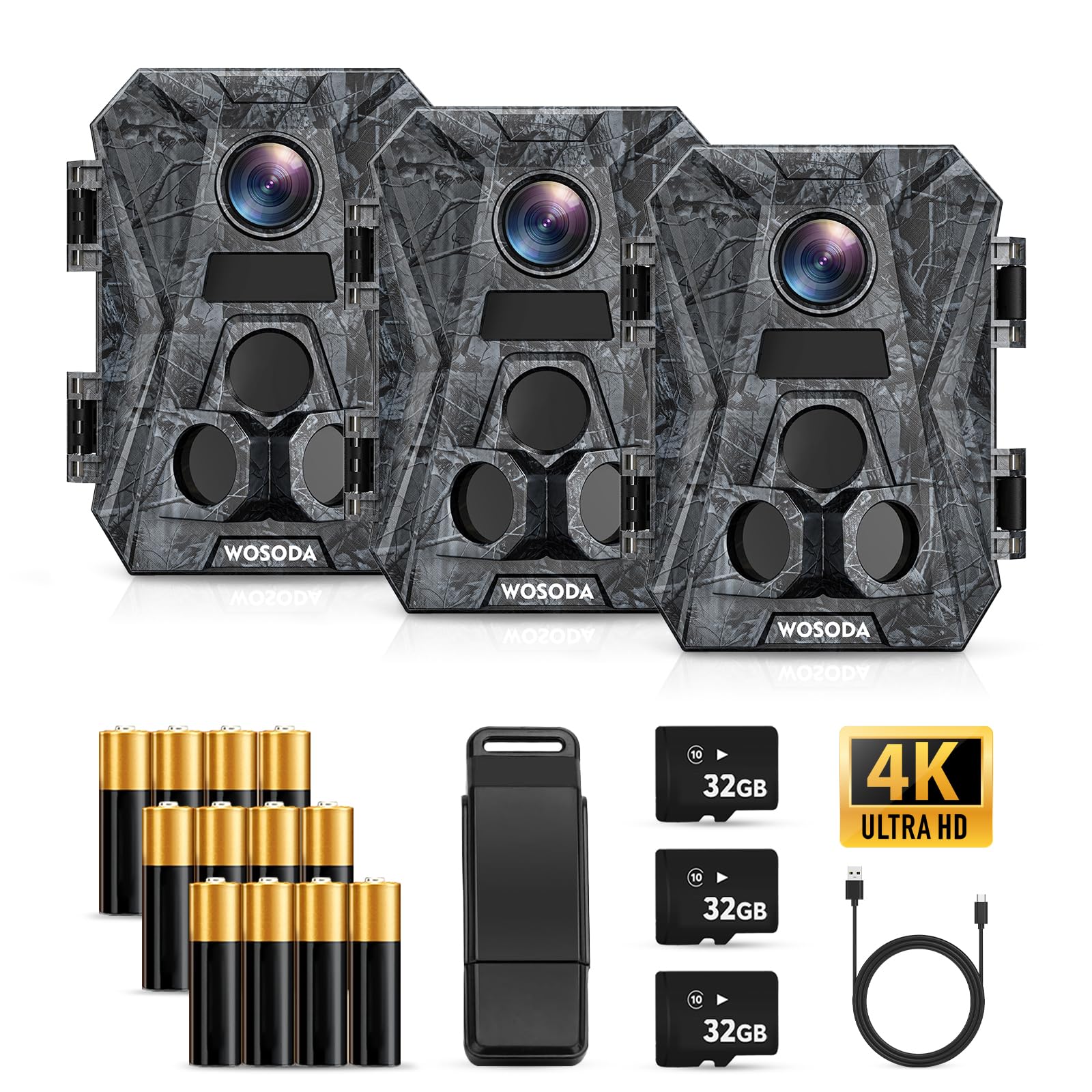 3 Pack Mini Trail Cameras, 48MP Game Camera, 4K Trail cam with Night Vision Motion Activated Waterproof, IP66 Waterproof,2inch LCD Screen,120° Wide Lens for Wildlife Monitoring LY-G900Pro