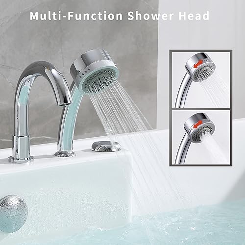 Miniatura 8 de Empava Bañera de hidromasaje independiente de 67 pulgadas con 8 chorros de lujo de acrílico para masaje, bañera de doble extremo, color blanco