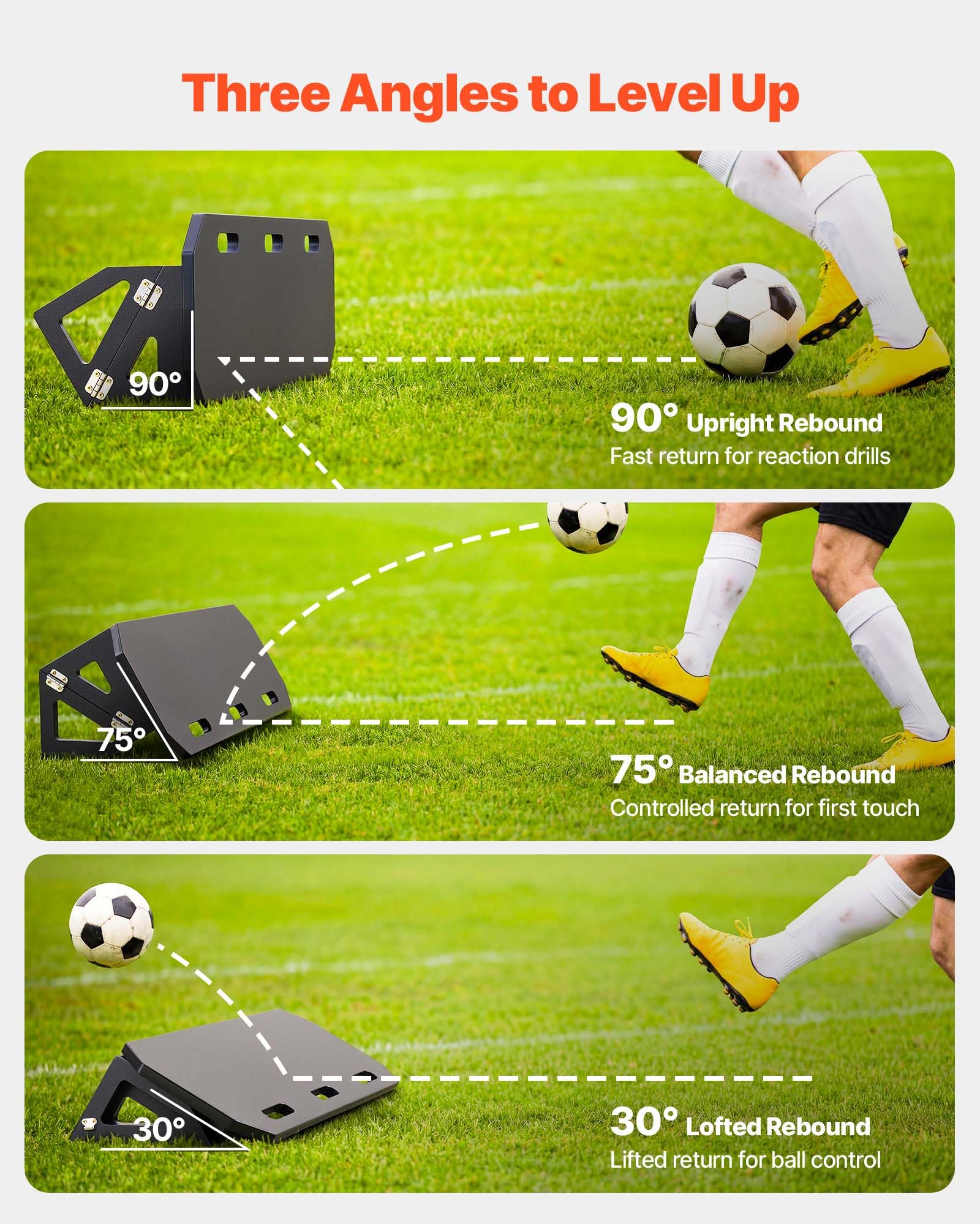 VEVOR Tabla de Rebote de Fútbol Ajustable Multiángulo Portátil Plegable Equipo Entrenamiento
