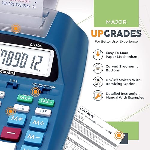 Miniatura 2 de CATIGA Calculadora de impresión nueva y mejorada Máquina de adición de 10 llaves, calculadora de escritorio para oficina en casa con impresión de