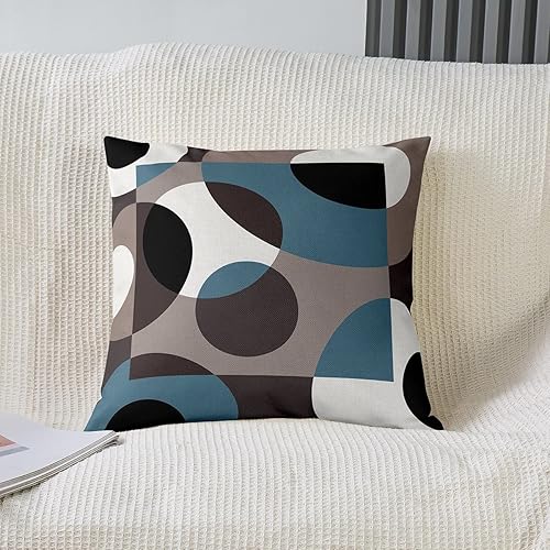 Miniatura 8 de Paquete de 4 fundas de almohada de arte turquesa degradado, fundas de almohada modernas retro con círculo, geometría circular, fundas de cojín