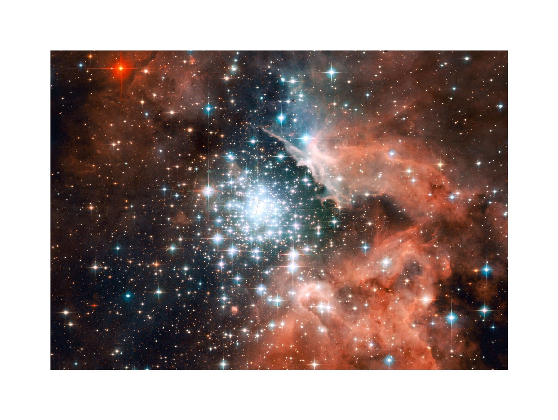 Wee Blue Coo Space Photo Hubble Star Cluster Bursts Into Life Wall Art Print