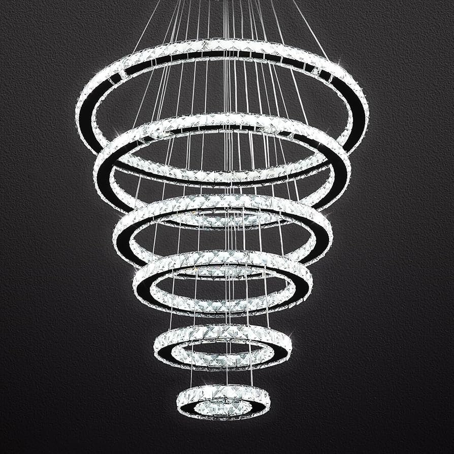 light.jewel.loi.wan様☆ Siljoy Modern Crystal Chandelier Lighting, 6 Ring Chandelier