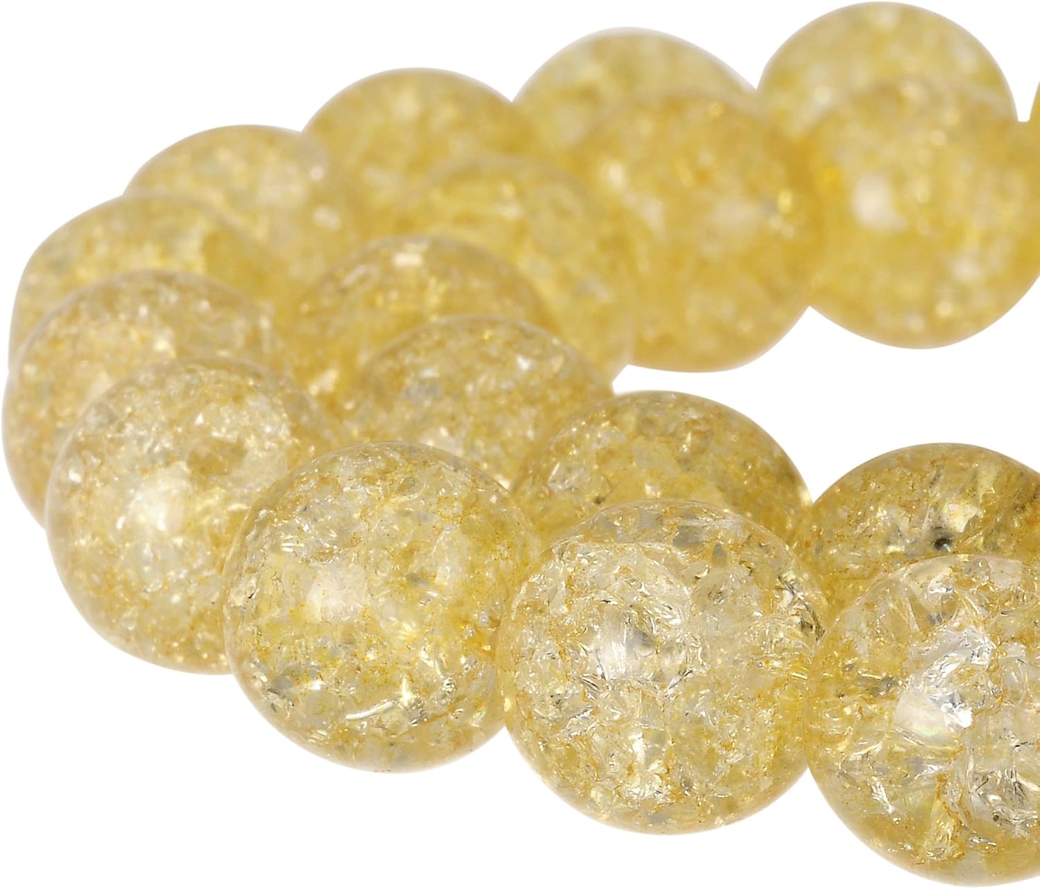 RUBYCA Round Crackle Druk Czech Crystal Pressed Glass Beads for Jewellery Making 6mm Strand, Yellow