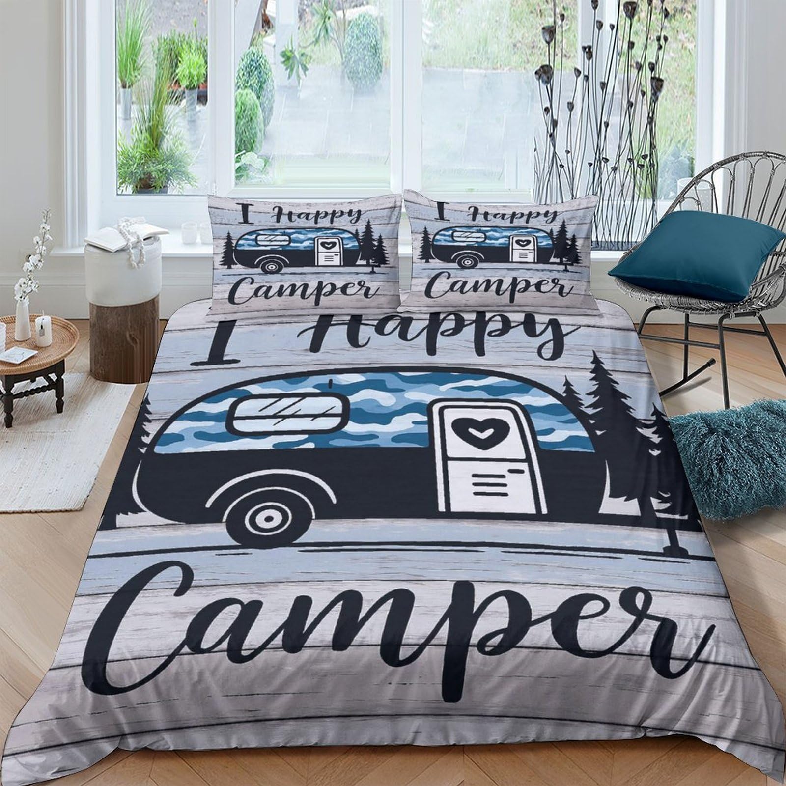 Ctjqhvkz Style-10 3D Printed Camper Van Fitted Sheet Microfiber Soft Breathable Forest Landscape Bed Cover For Bedroom Guest Room Single（135X200cm）