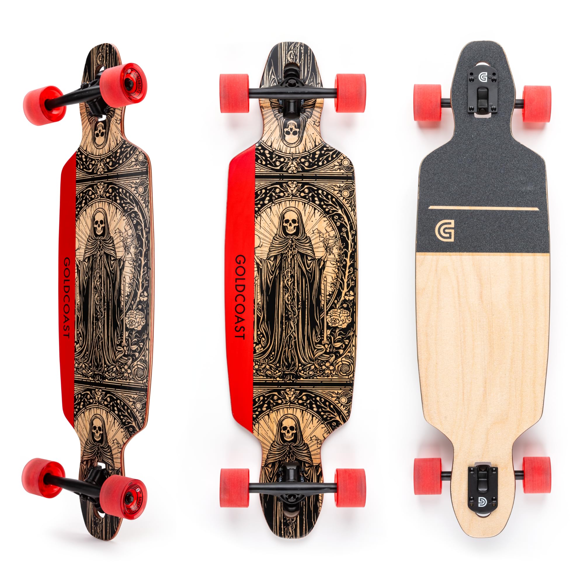 GoldCoast Reaper 36 Drop Through Longboard Complete 36 Canadian Maple Drop Through Deck 70mm Shred Boots Wheels Precision