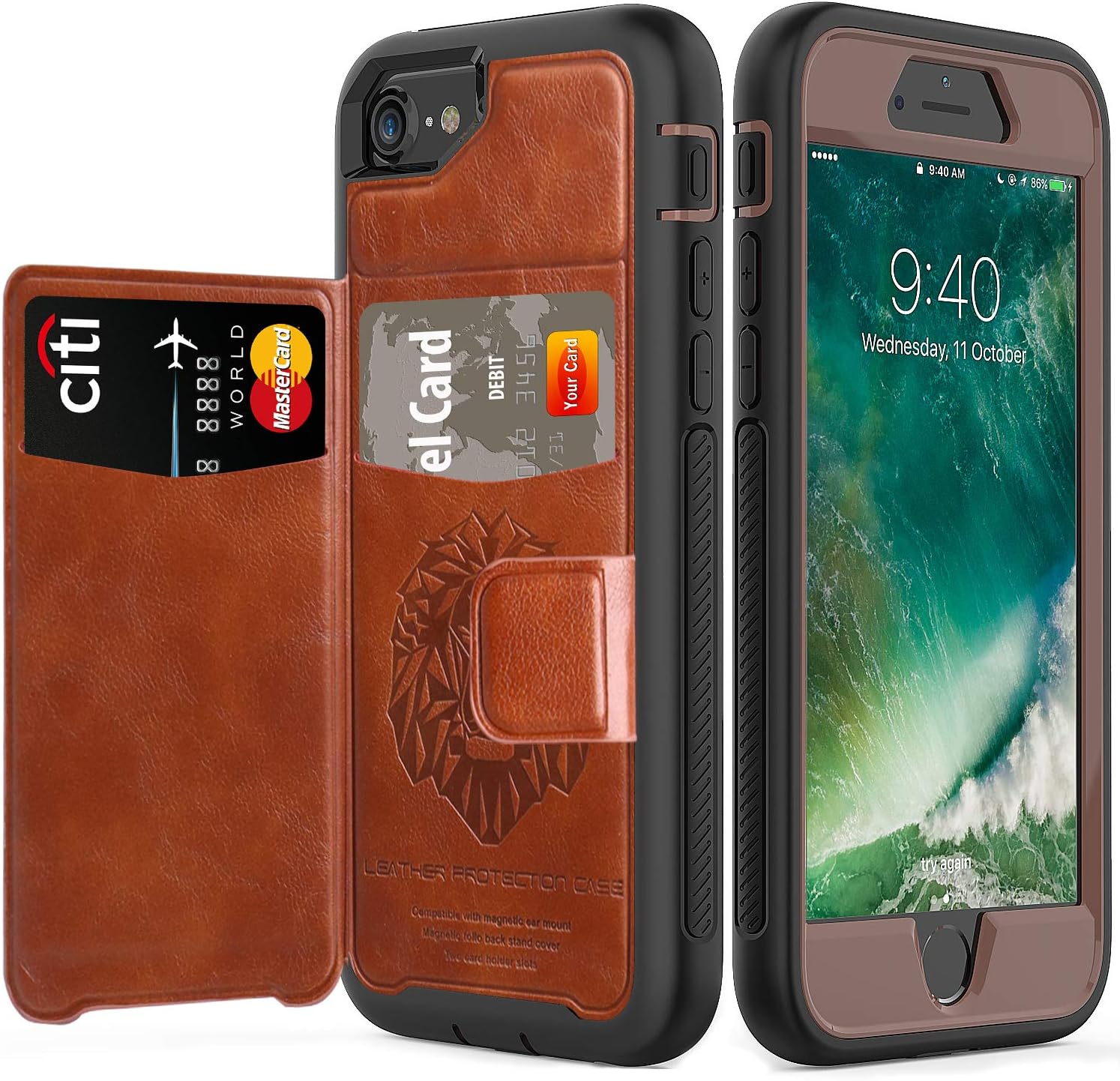 timecity iPhone SE 2020 Case/iPhone 8 Wallet Case/iPhone 7 Card Case/iPhone 6 Leather Case.Slim Yet Protective with Kickstand.Flip Leather Cover for iPhone 8/ iPhone 7/iPhone 6 4.7 inch Case-Brown