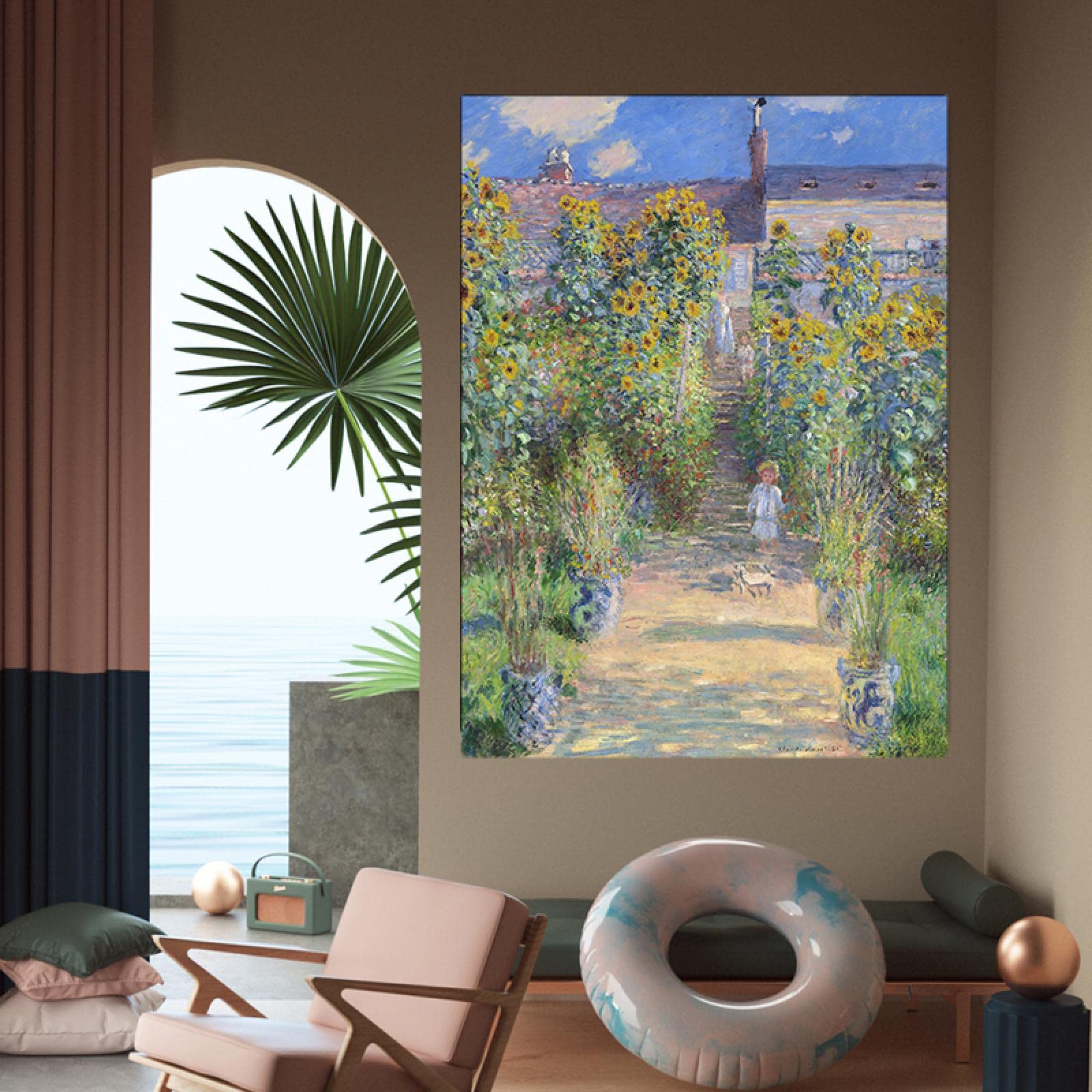 キャンバス プリントアート クロード・モネ ひまわり 額付き 絵画 インテリア キャンバス プリントアート クロード・モネ ひまわり 額付き