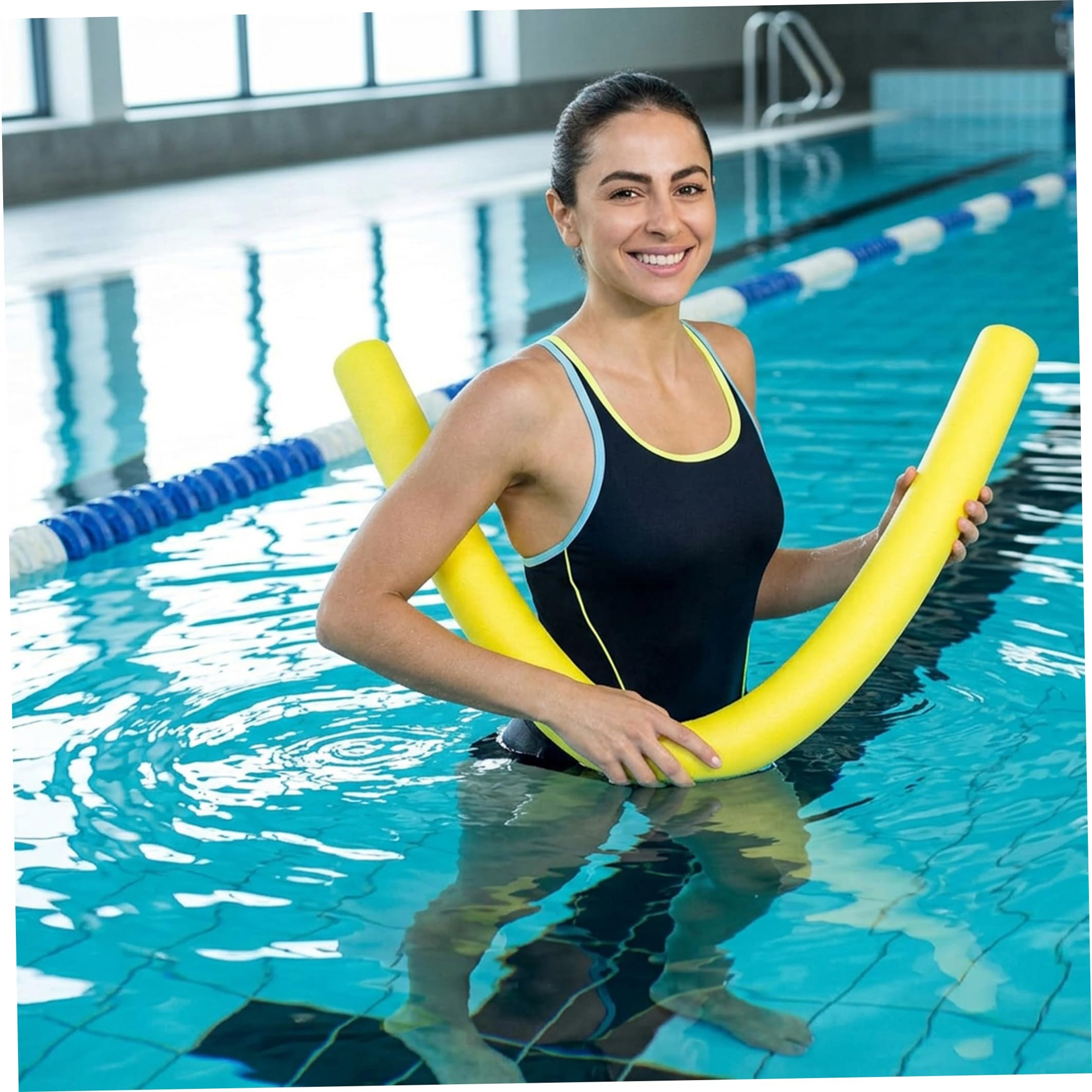 Paquete de 2 tubos de espuma de fideos para piscina, extra densos y suaves, gruesos, huecos, flotadores amarillos, 59.06 pulgadas