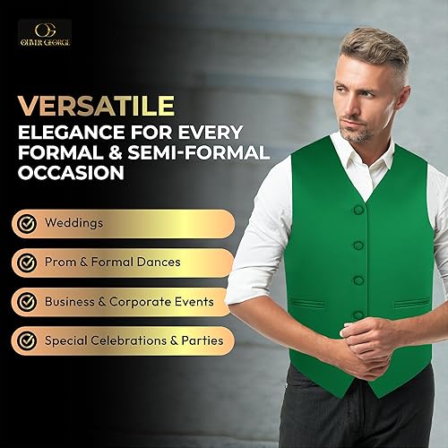 Miniatura 4 de Conjunto de chaleco formal sólido para hombre, esmoquin, chaleco y pajarita para traje o esmoquin