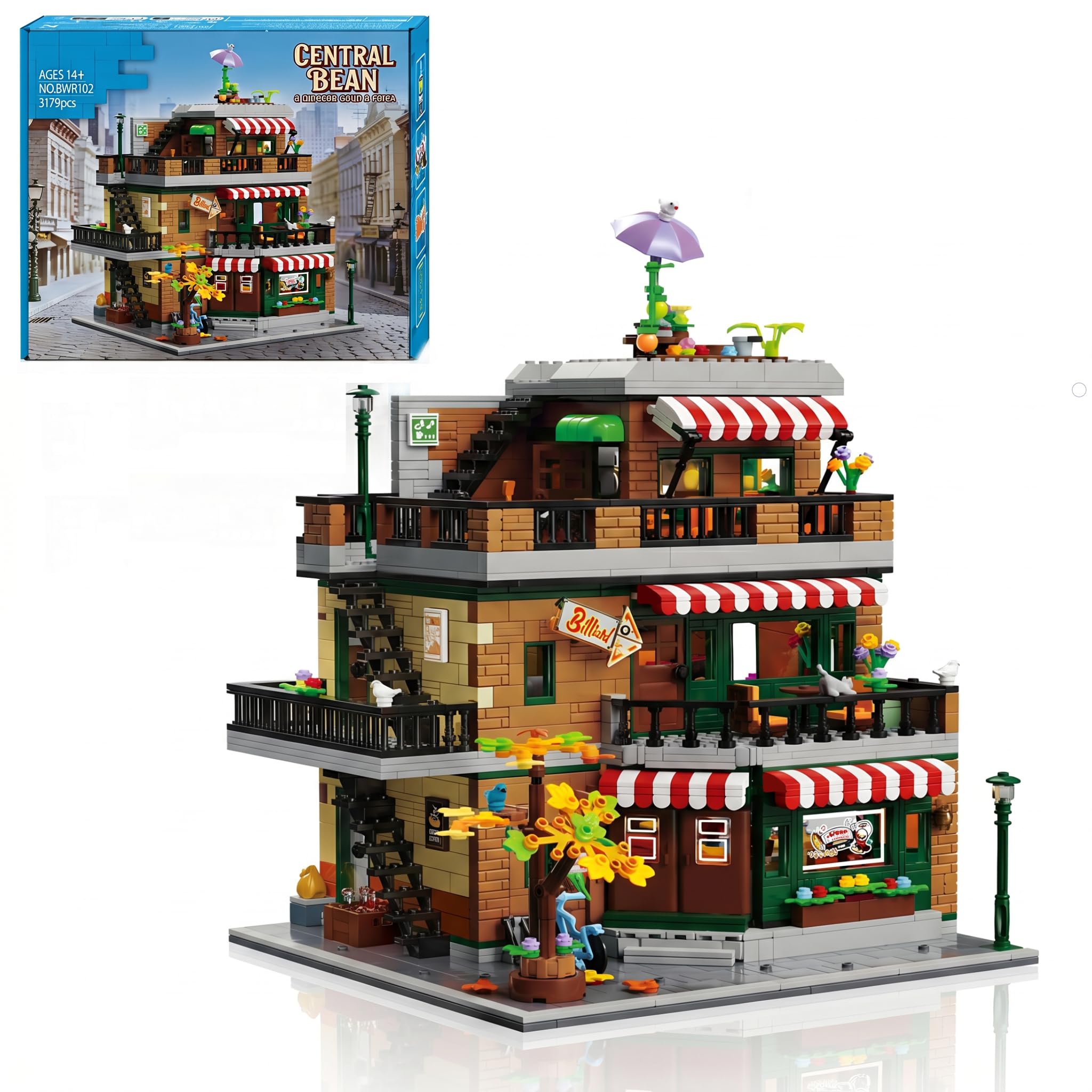 Friends Coffee Shop Klemmbausteine - 3570 Teile City Central Cafe Haus Modular Building, Dreistöckiges Architektur Bauset für Erwachsene Kompatibel mit Barweer BWR102