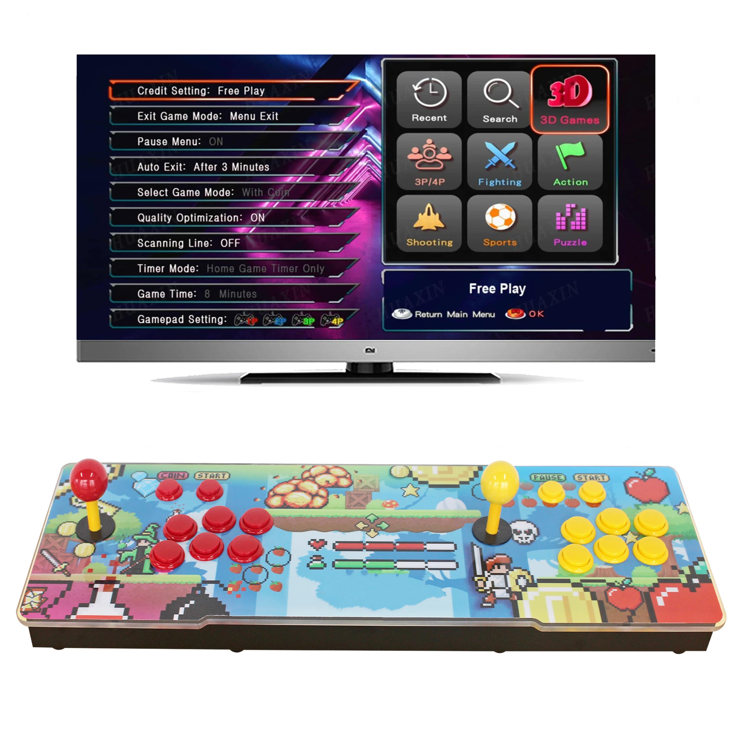 26800 w 1 pudełko retro zręcznościowa konsola do gier, obsługa maszyny do gier wideo 1280 x 720 do projektora PC 4K TV 4 graczy do gier 3D, funkcja wyszukiwania Zapisz Usuń, lista ulubionych (26800
