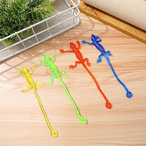Miniatura 8 de Toyvian 20 piezas de juguetes para ansiedad elásticos con forma de lagarto para la mano, juguetes adhesivos elásticos para fiestas, regalos para