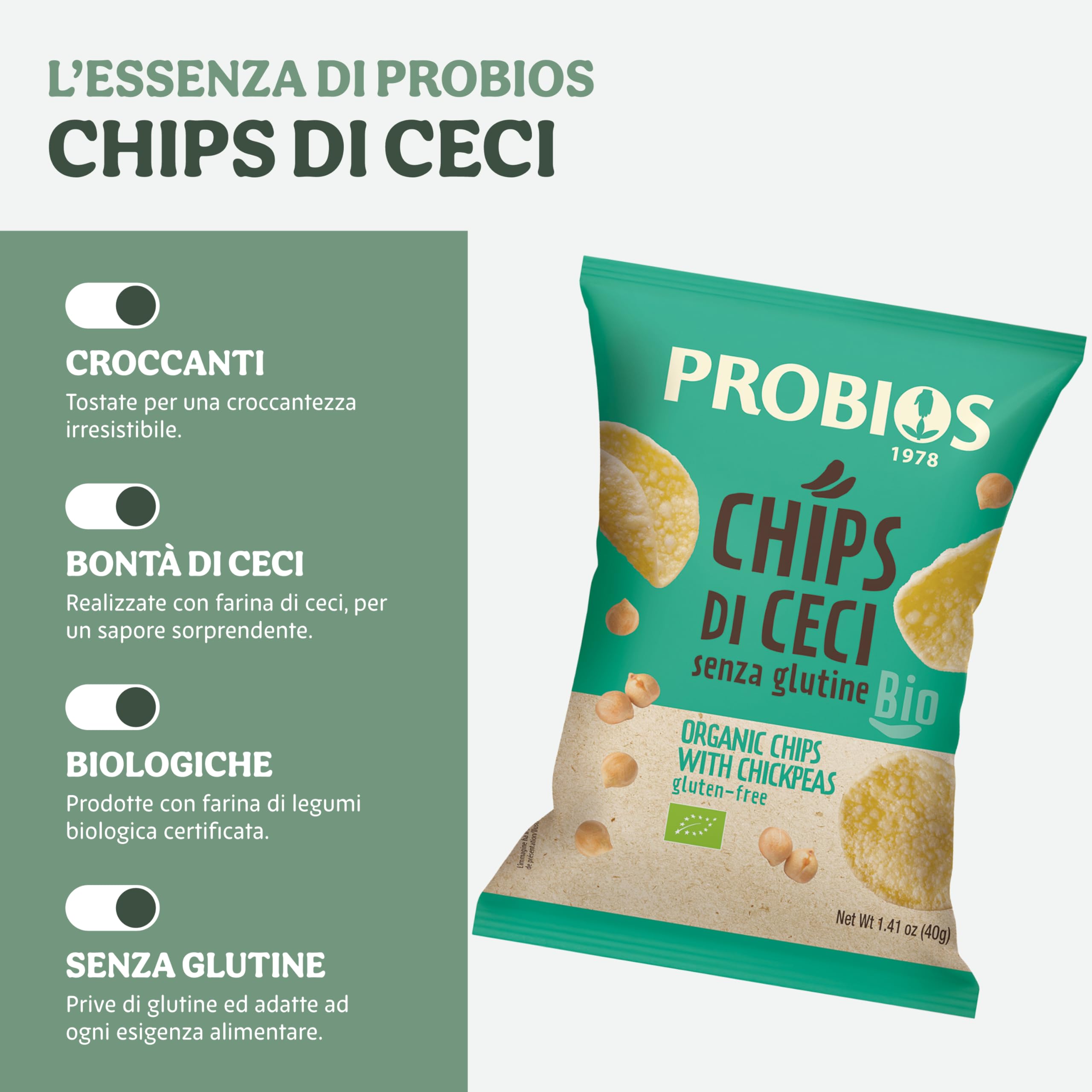 Probios Chips con garbanzos bio embalaje 12 x 40g