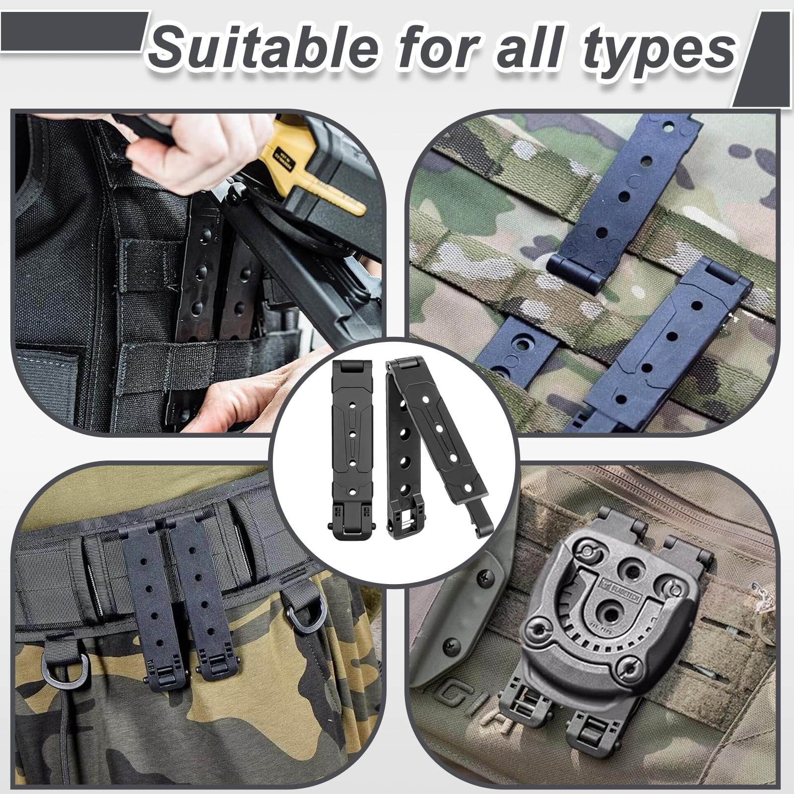 Set di 2 Zyn - Clip per Fondina, Clip per Cintura con Fondina Zyn in Nylon Resistente con Accessori di Montaggio per Gilet Zaini Holster Fondina Tactica