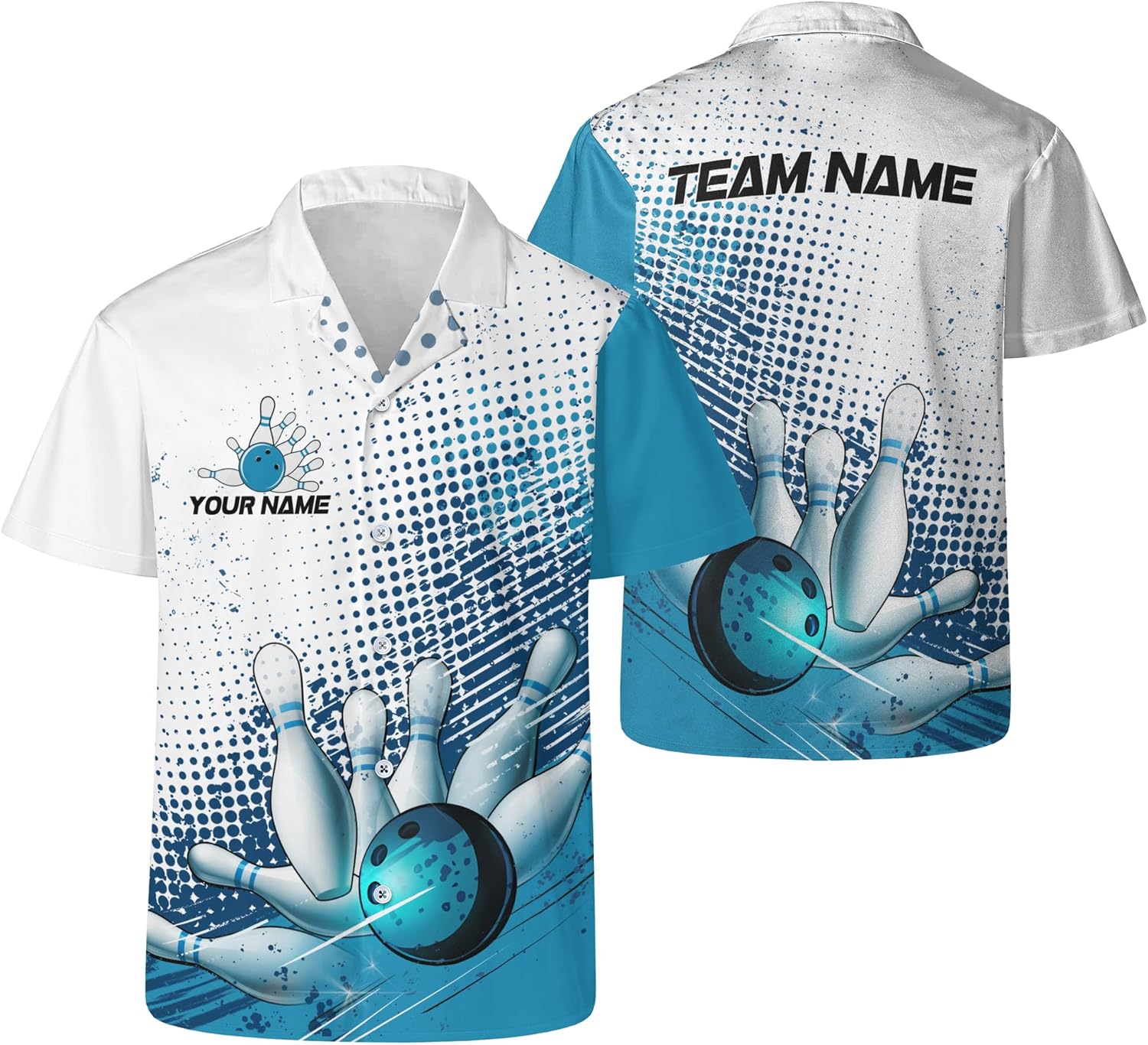 Cool Bowling Hawaiian Shirt Custom Bowling Aloha T-Shirt with Name/Team Short Sleeve Button Up Shirt