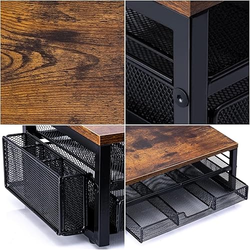 Miniatura 6 de ARCOBIS Elevador de monitor con cajones y soportes para bolígrafos, soporte para monitor de computadora de metal de madera y malla