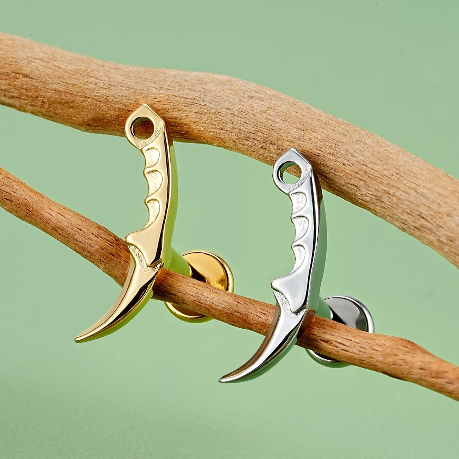 FINE4U 1PC ASTM F136 Titanium Internally Threaded Piercing Jewelry Stud 16G 6mm 8mm for Helix, Tragus, Conch, Flat - Image 3