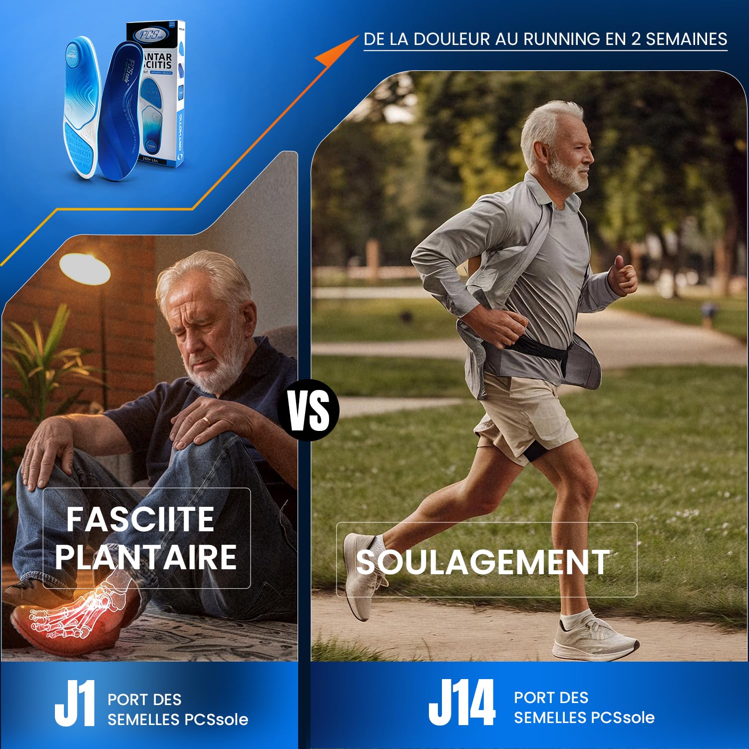 PCSsole Semelles Orthopédiques Nouvelle Génération - Support d'Arche Intensité Élevée 110kg+ pour Fasciite Plantaire, Pronati - 4