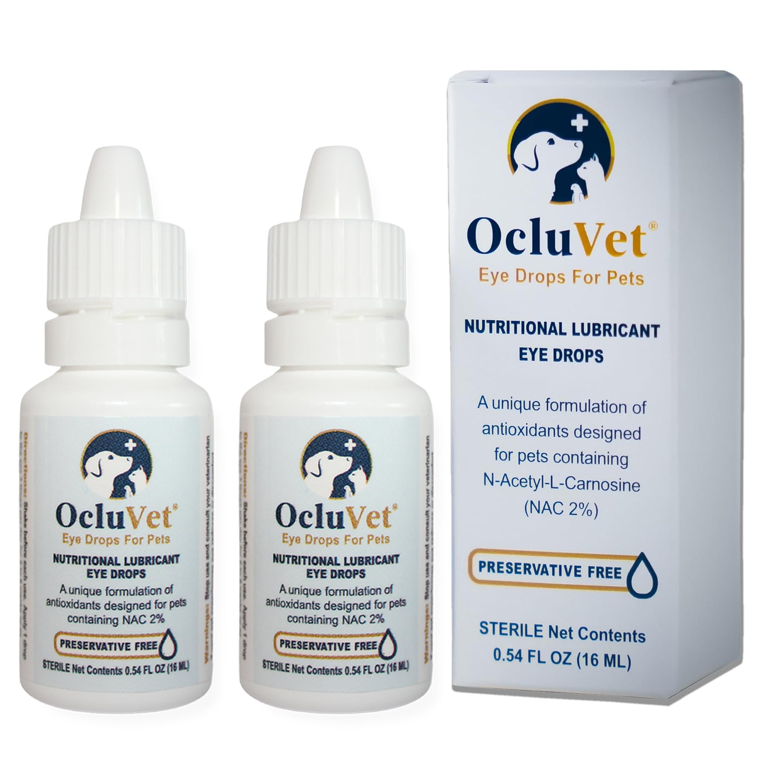 Eye Drops for Pets | Clinically Studied Antioxidants for Pets | Made in The USA | Includes 2% N-Acetyl-L-Carnosine (NAC) | 16mL - 2 Pack