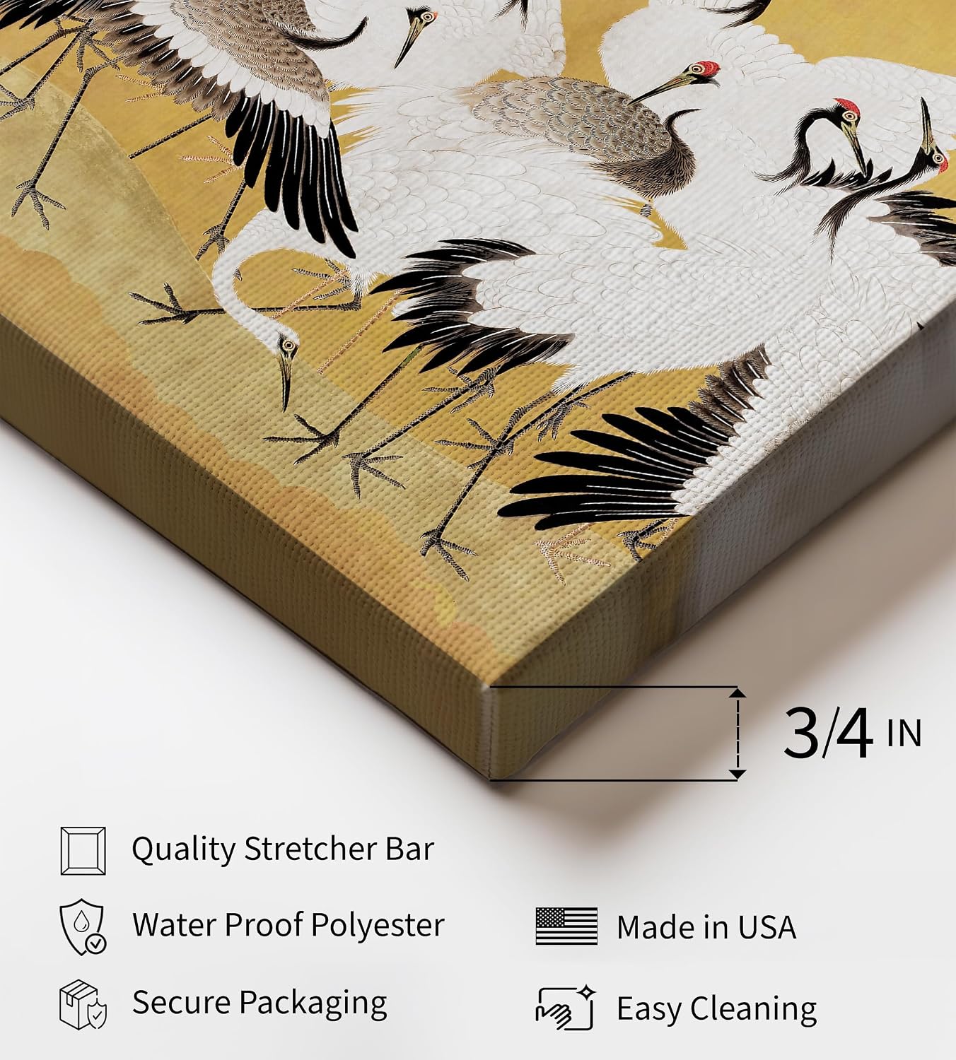 Poster Master Flock of Cranes Canvas - Retro Japanese Print - Bird Art - Great Gift for Bird Watcher, Animal Lover - Chic Decor for Home, Office, Living Room - 8x10 STRETCHED Canvas