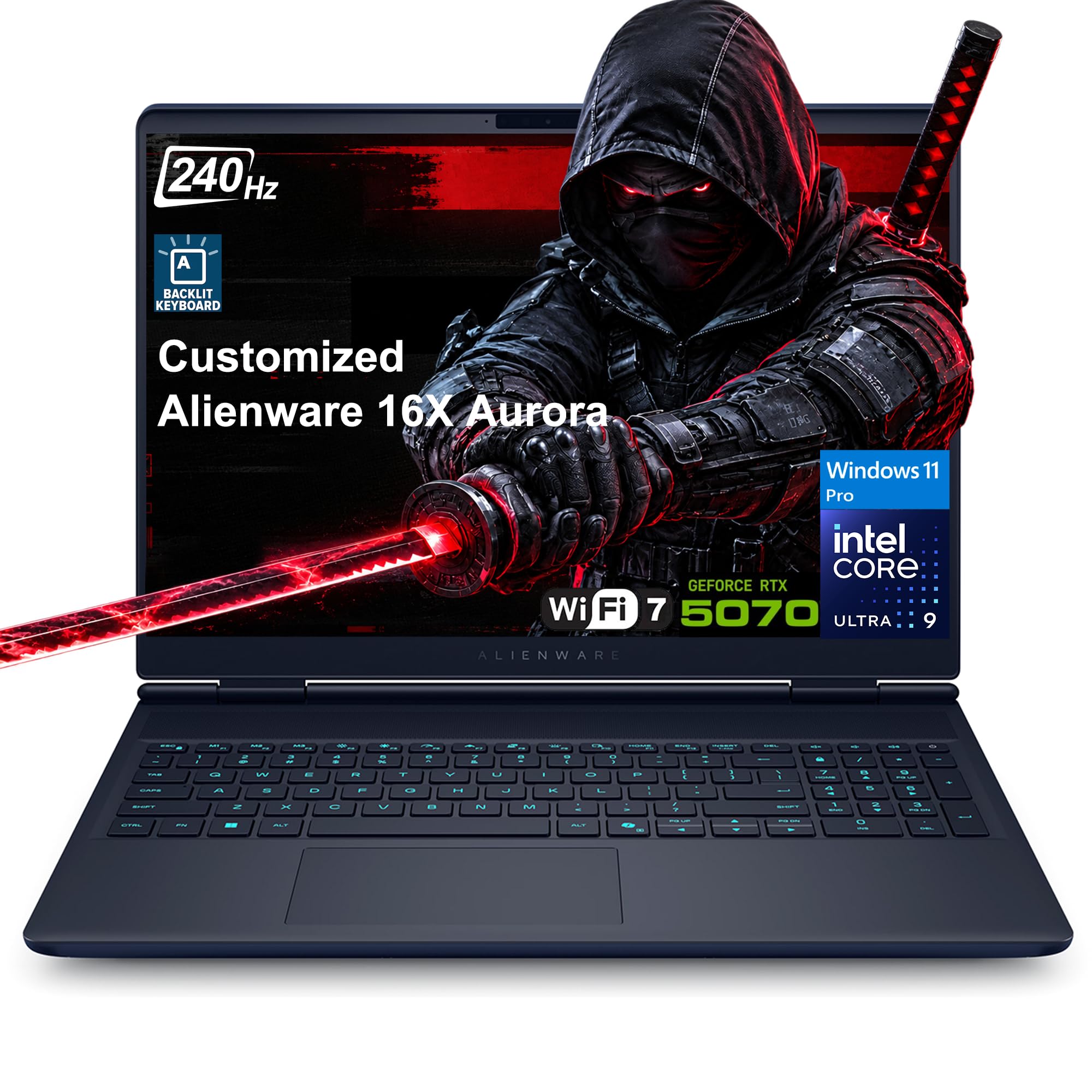 iCarp Customized Laptop Made with Dell Alienware 16X Aurora Gaming AI Laptop 16" WQXGA 240Hz Intel 24-core Ultra 9 275HX 16GB/32GB/64GB DDR5 512GB/1TB/2TB/4TB SSD GeForce RTX 5070 WiFi 7 Win11 Pro