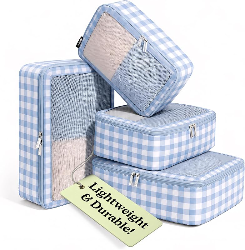TSA-Friendly Packing Cubes for Carry On, Mesh Suitcase Organizer Bag | Professional Travel Organizer Bags for Women with Mesh Panel, Small Packing Cubes with Durable Zippers, Luggage Cube Set of 4