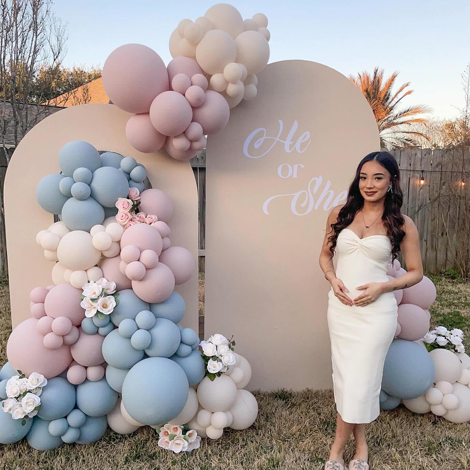 HILAVO Ballonbogen-Set in Rosa und Blau, 133 Stück, für Geschlechtsoffenbarung, Girlande, pastellrosa, staubig, blau, Latex, Party-Ballon für Jungen oder Mädchen, zum Enthüllen, Geburtstag, Brautparty
