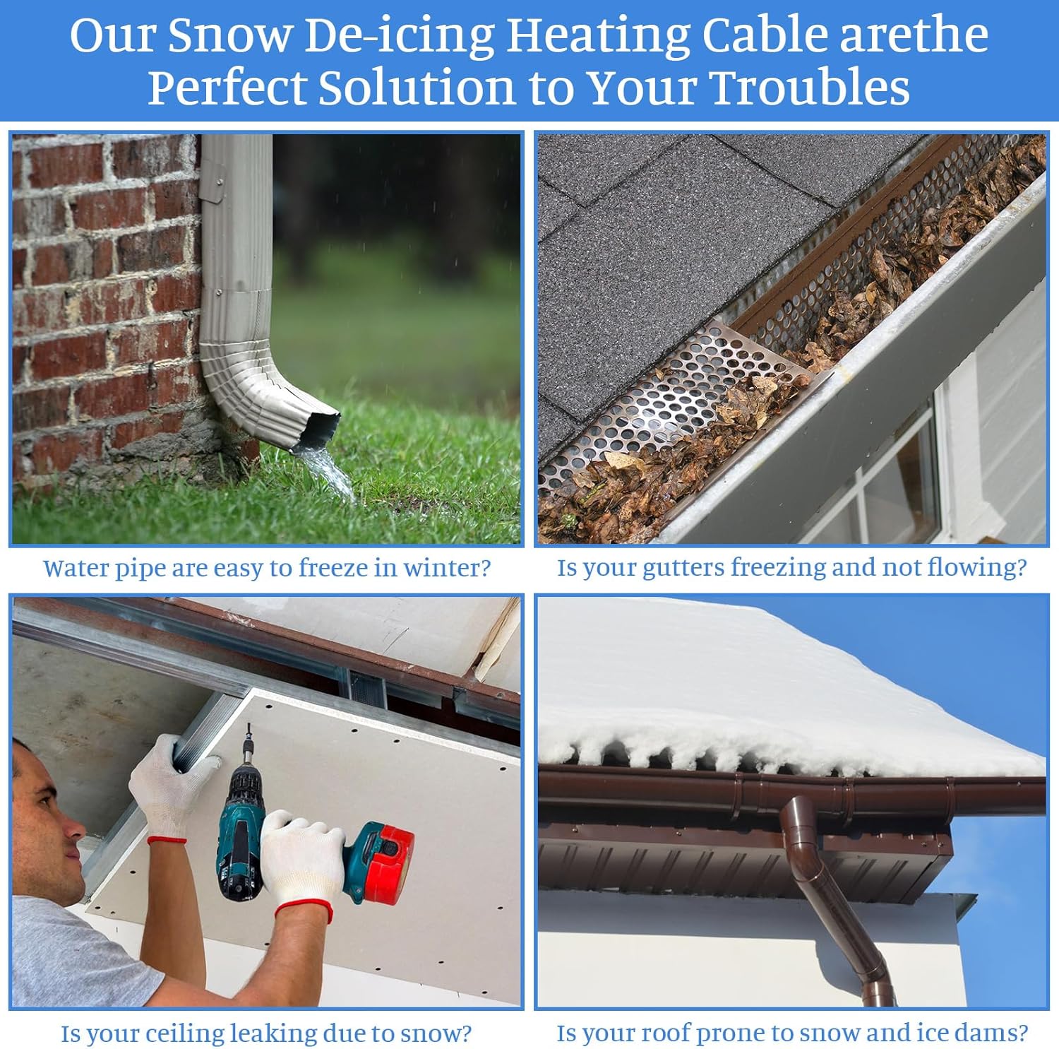 Kingdder Heat Tape for Water Pipes, Roof Snow Deicing Heating Cable, Self Regulating Temperature for Pipe Freeze Protection 120V 7.5Watts/Ft(1 Pc,150 Ft) 1 150 Ft