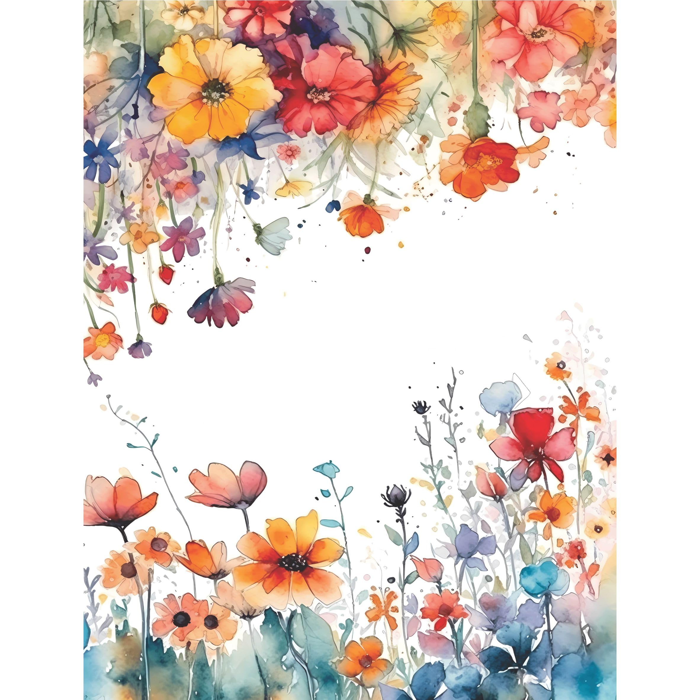 Wild Flower Borders Rice Paper, 8 x 10.5 inch - for Decoupage Cards Crafts