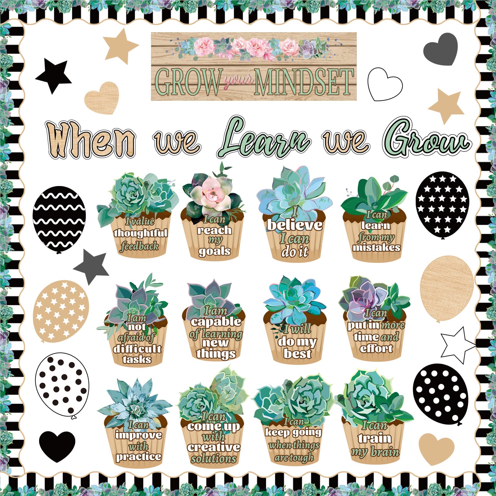 Buy Succulents Growth Mindset Bulletin Board Set Grow You Mindset