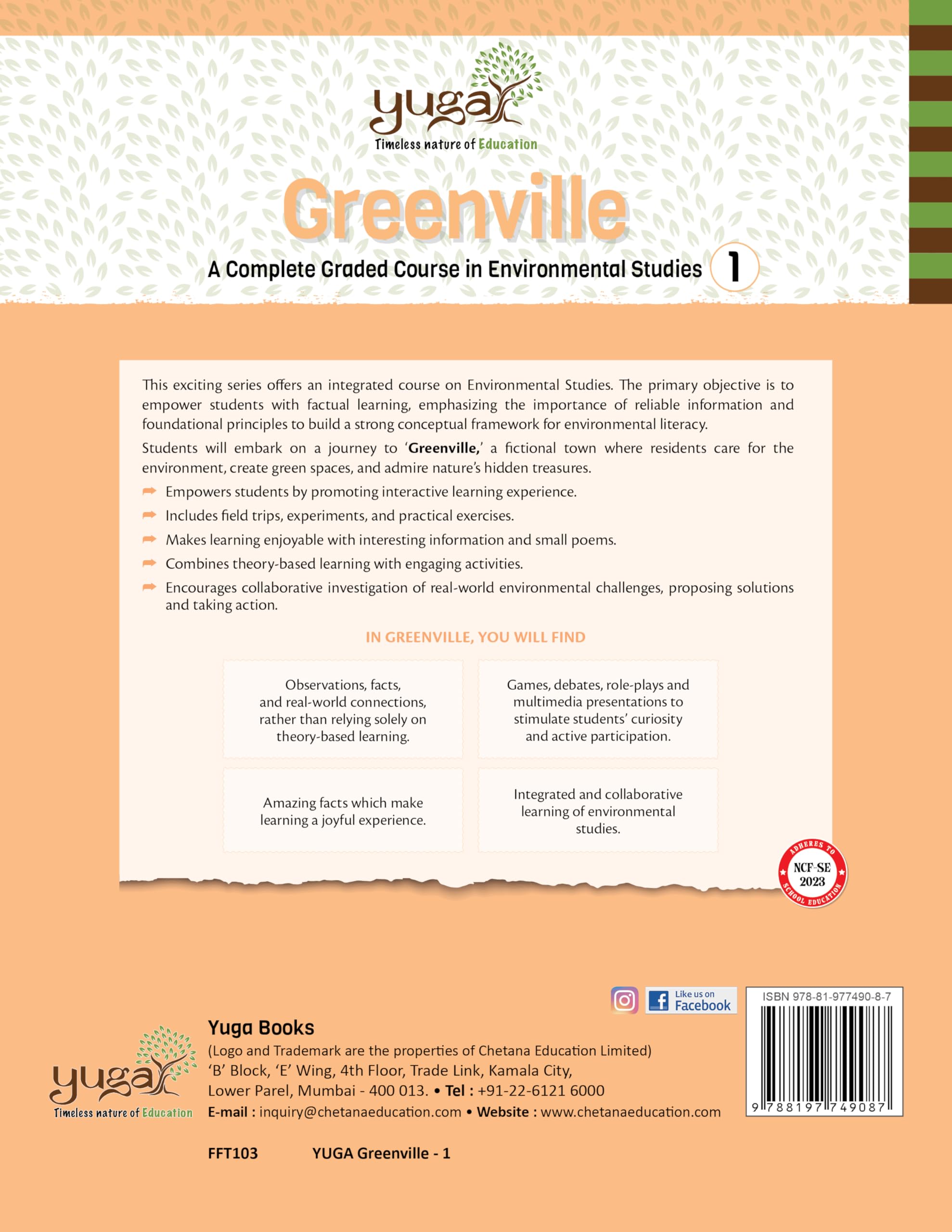 Chetana Education Greenville Yuga Course Book for Grade - 1 | Graded Course Book For Enviourmental Studies | With Practice Exercises, Hands-On Activities, Experiments & Field Trips 1