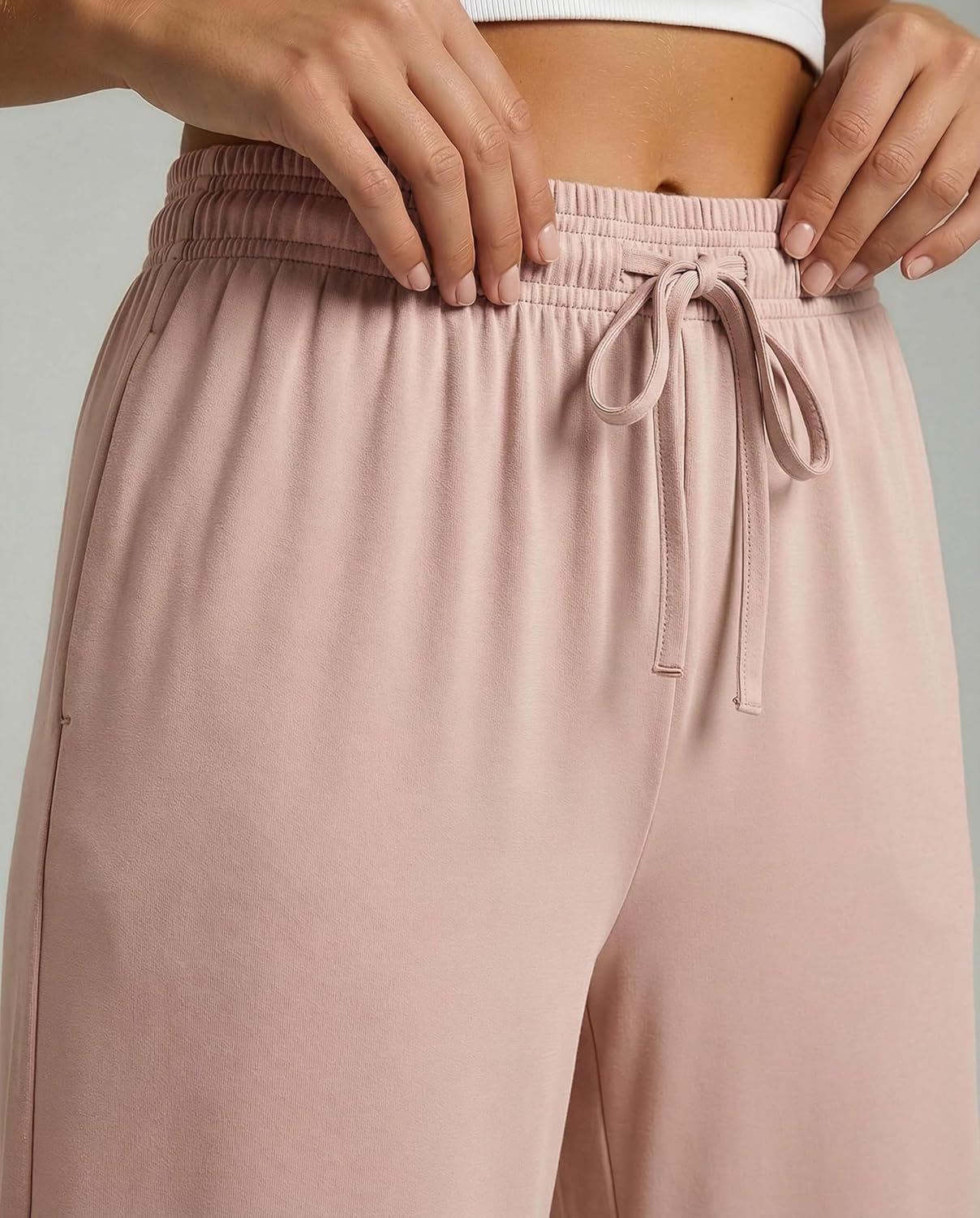 Real Essentials 3 Pack: Women's Ultra-Soft Wide Leg Loose Capri Open Bottom Pants - Yoga Lounge Pockets(Available in Plus) - Image 4