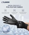 LANON 12 Gants de travail de sécurité, gants de travail mécanicien pour hommes, respirable PU Enduit, maille sans couture,Lavage double, Noir, Moyen