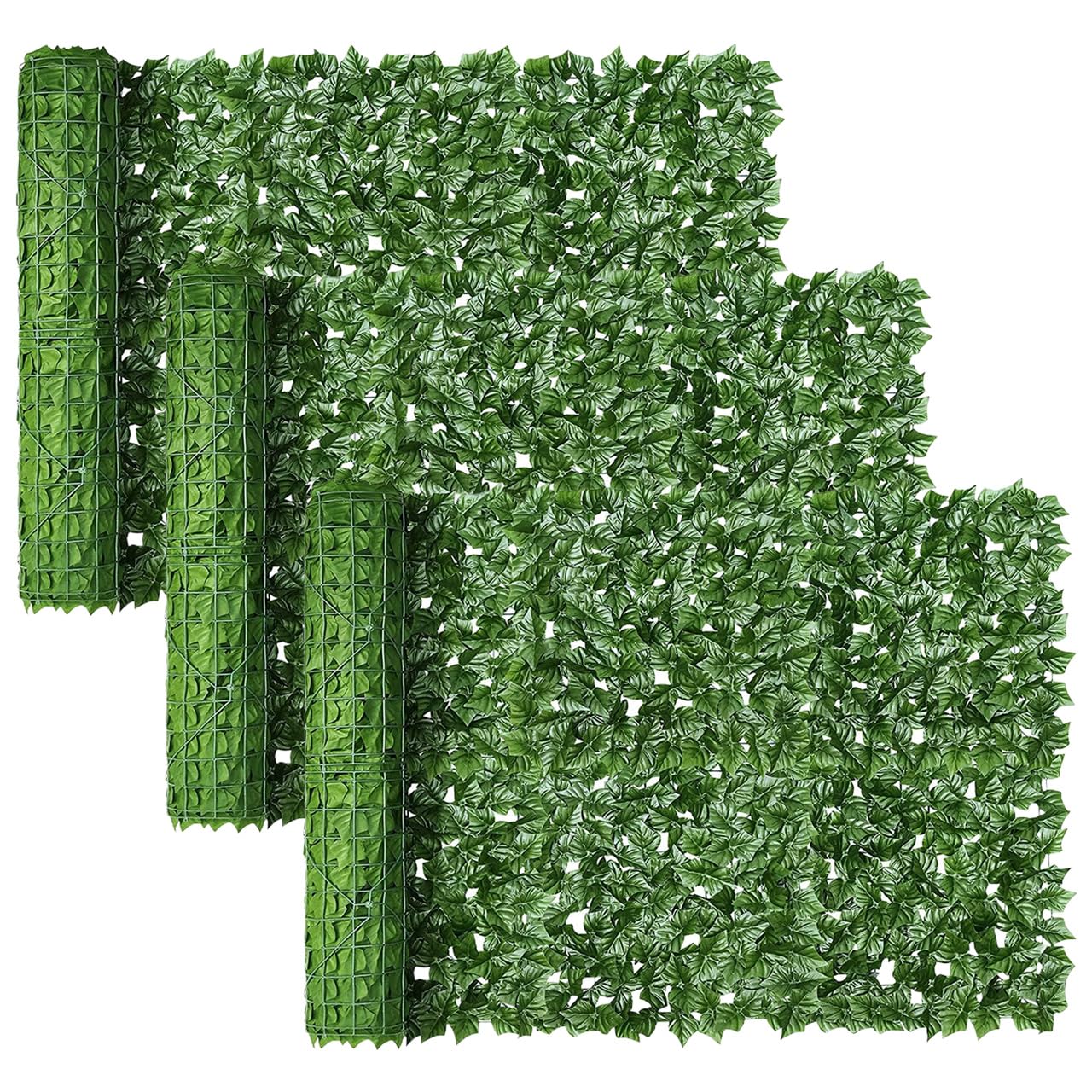 3 PCS Artificial Ivy Fence Screening 5m x 1m (196x39in), Privacy Fence Screening with 150 Free Nylon Ties, Artificial Hedge Roll UV Fade Protected for Outdoor Garden Balcony