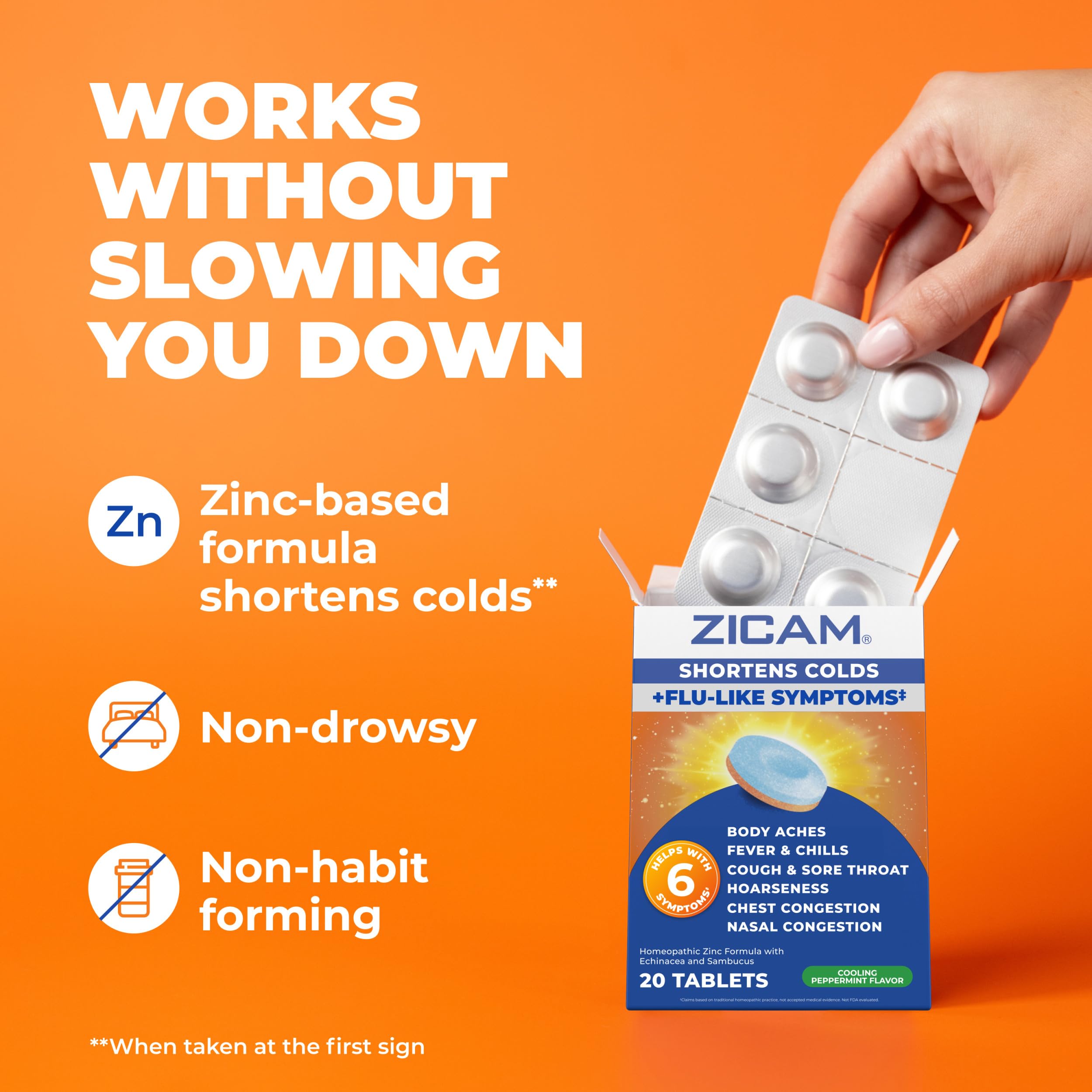 Zicam Cold & Flu-Like Symptoms, Cooling Peppermint Flavor, 20 Tablets — Amazon image 5